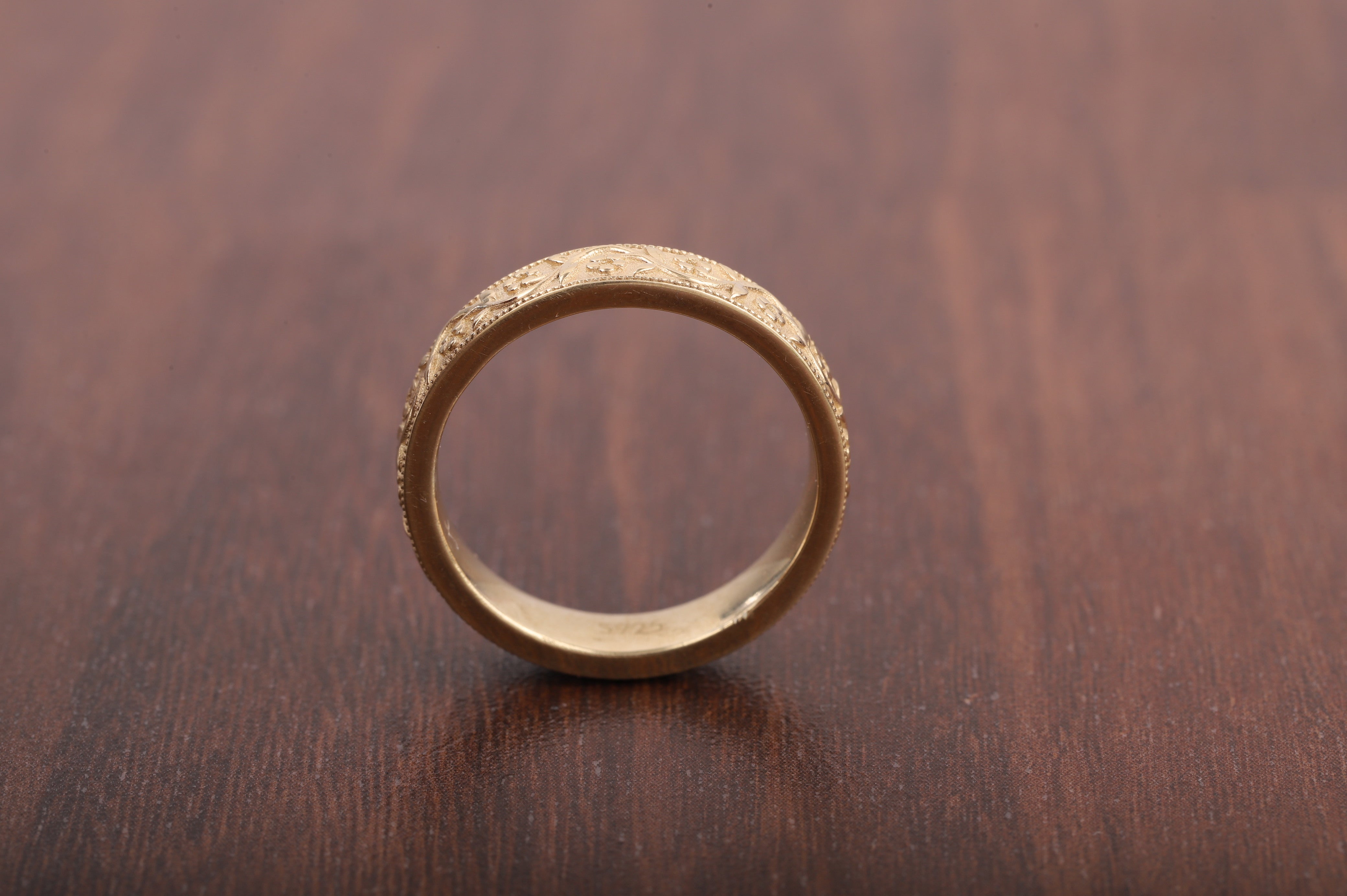 Milgrain Wedding Band Floral Wedding Band, Vintage Look Wedding Ring