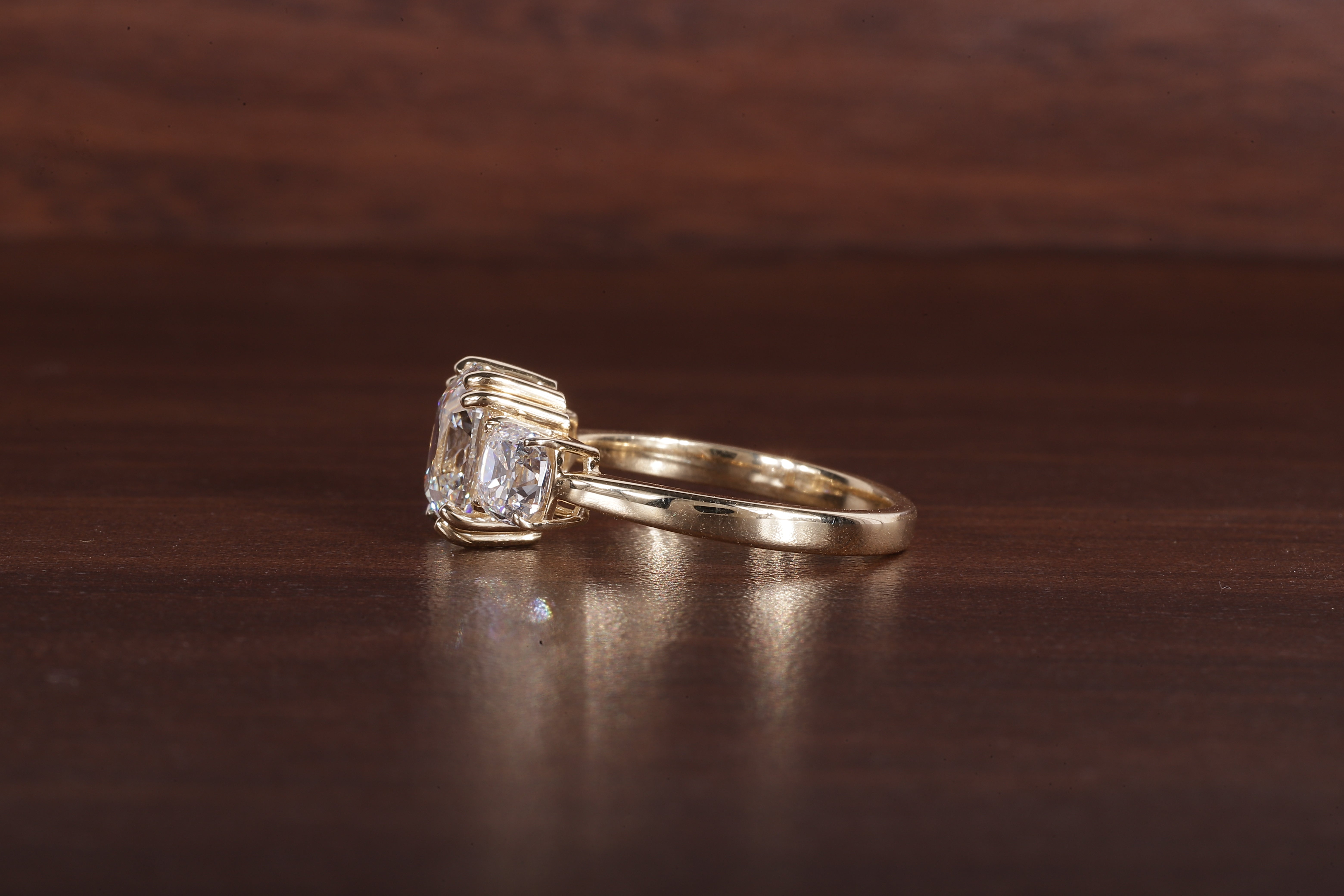 2.5 CT Old Mine Elongated Cushion Moissanite Engagement Ring With Side Square Old Mine cushion