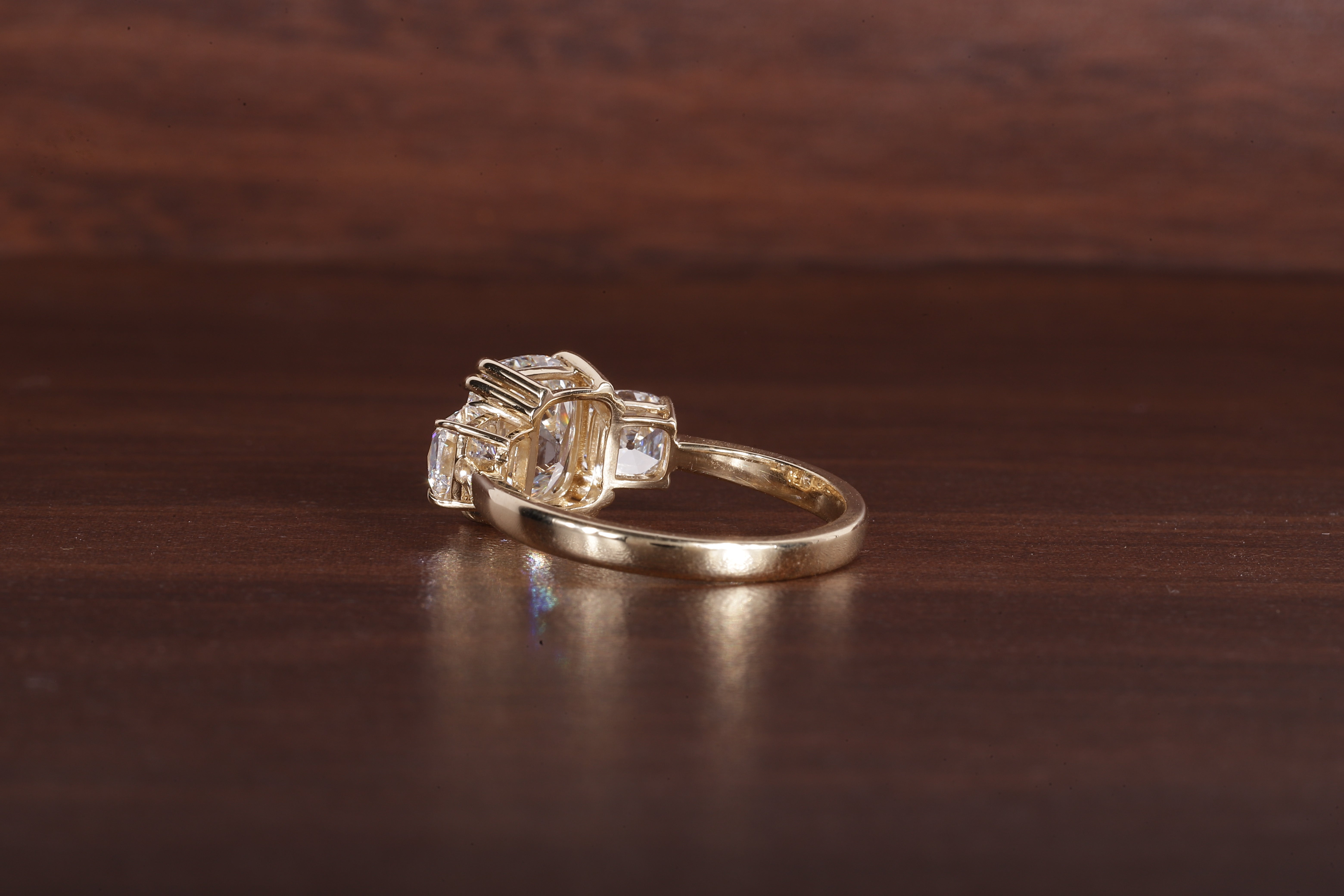 2.5 CT Old Mine Elongated Cushion Moissanite Engagement Ring With Side Square Old Mine cushion