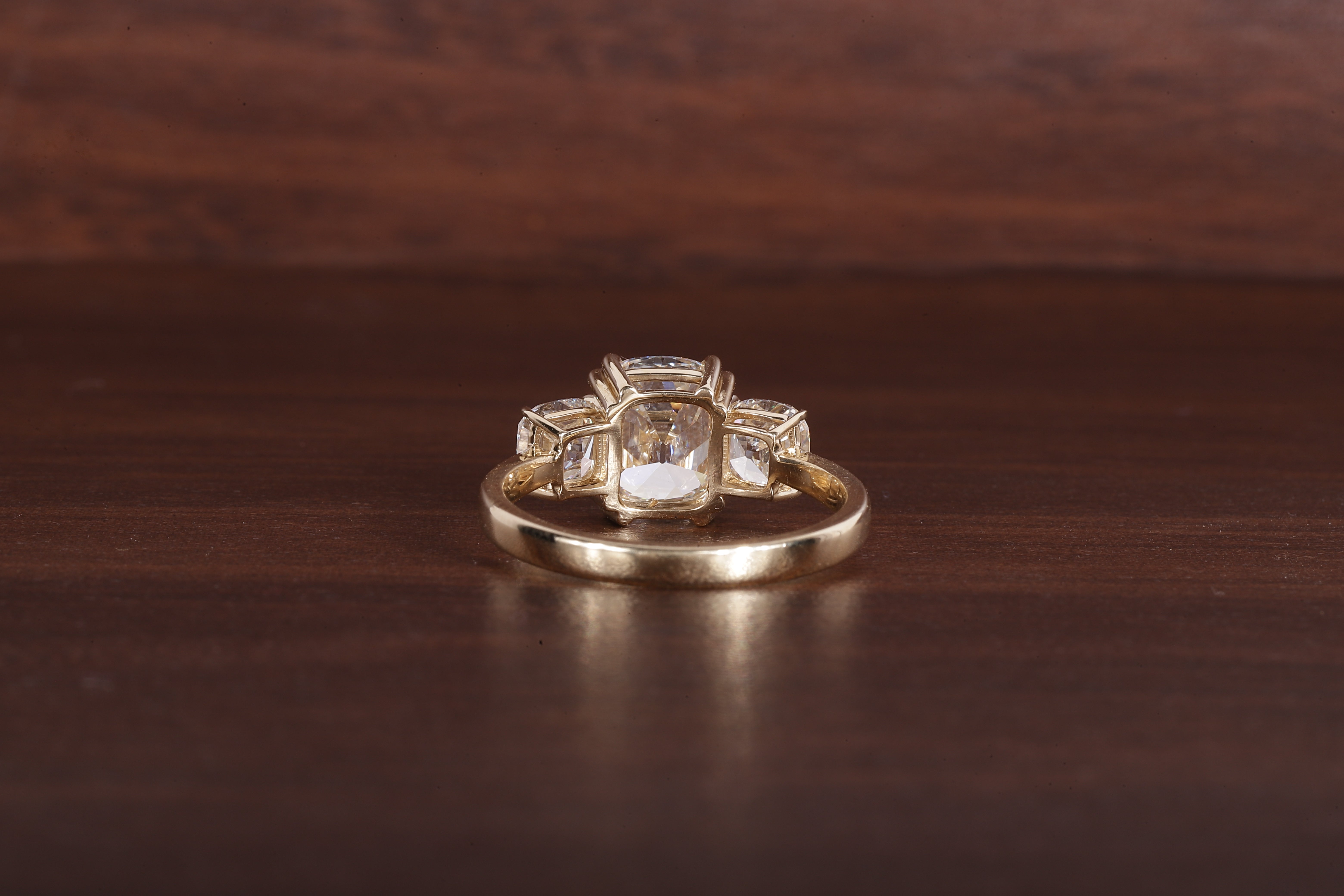 2.5 CT Old Mine Elongated Cushion Moissanite Engagement Ring With Side Square Old Mine cushion