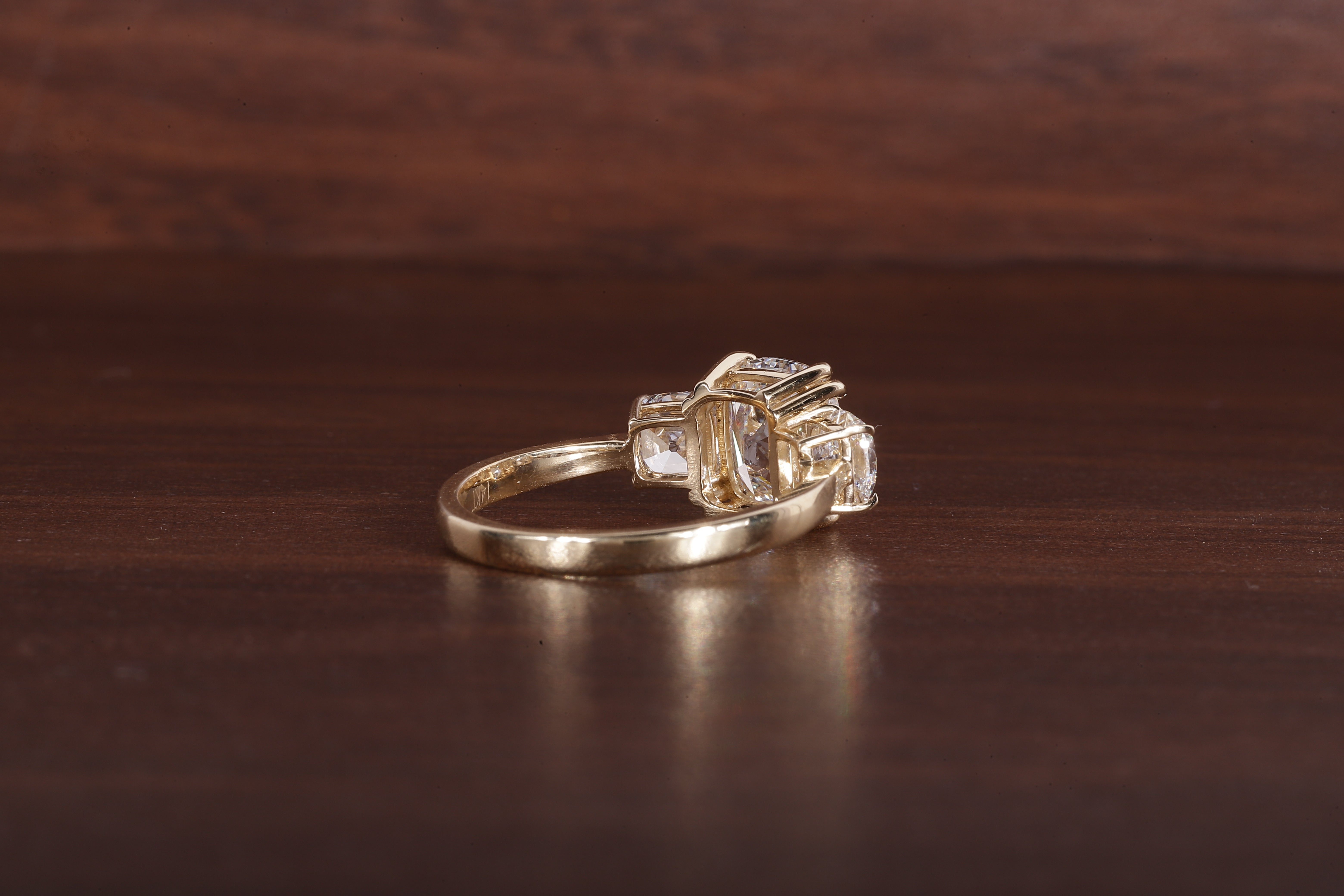 2.5 CT Old Mine Elongated Cushion Moissanite Engagement Ring With Side Square Old Mine cushion