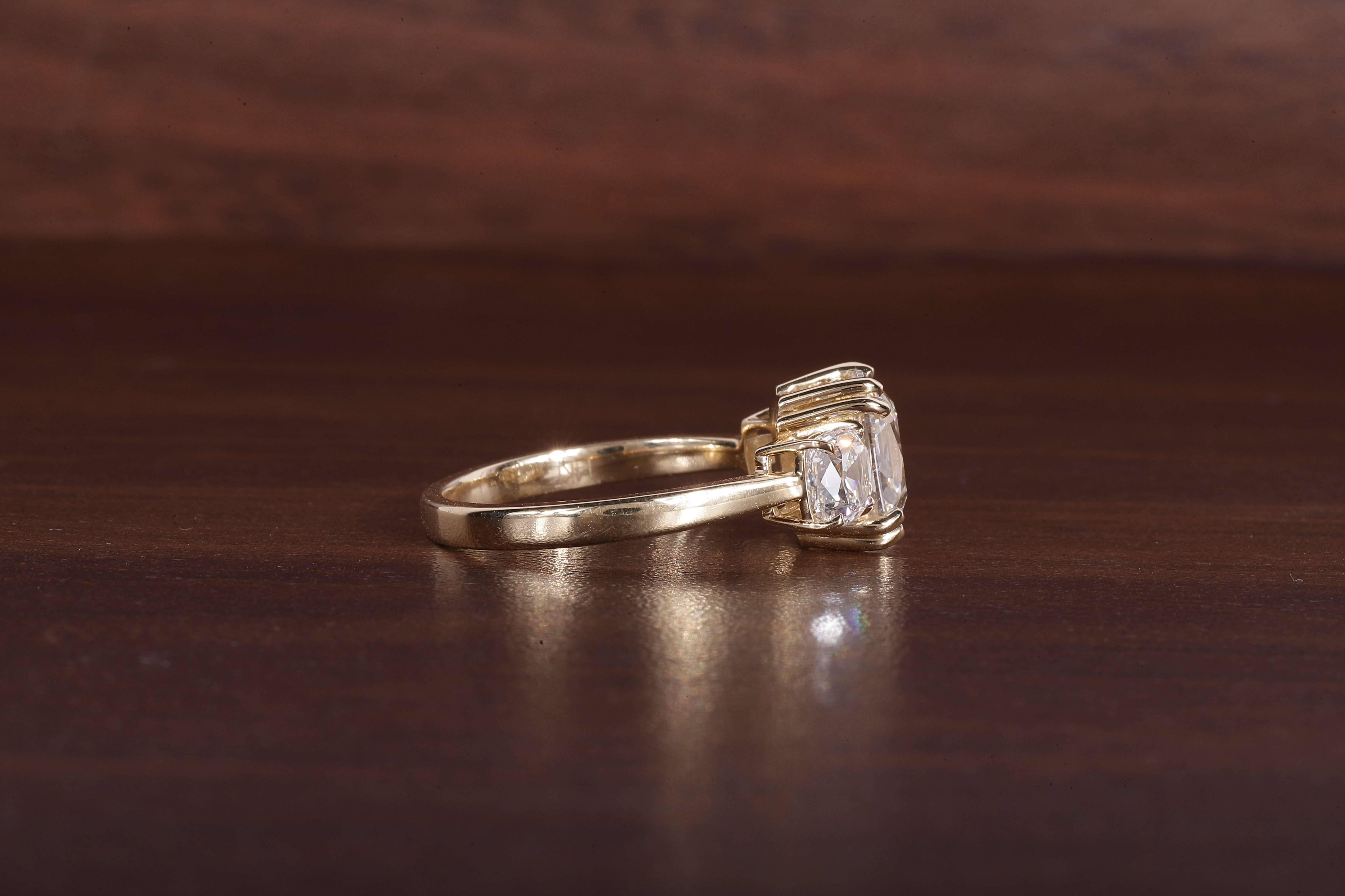 2.5 CT Old Mine Elongated Cushion Moissanite Engagement Ring With Side Square Old Mine cushion