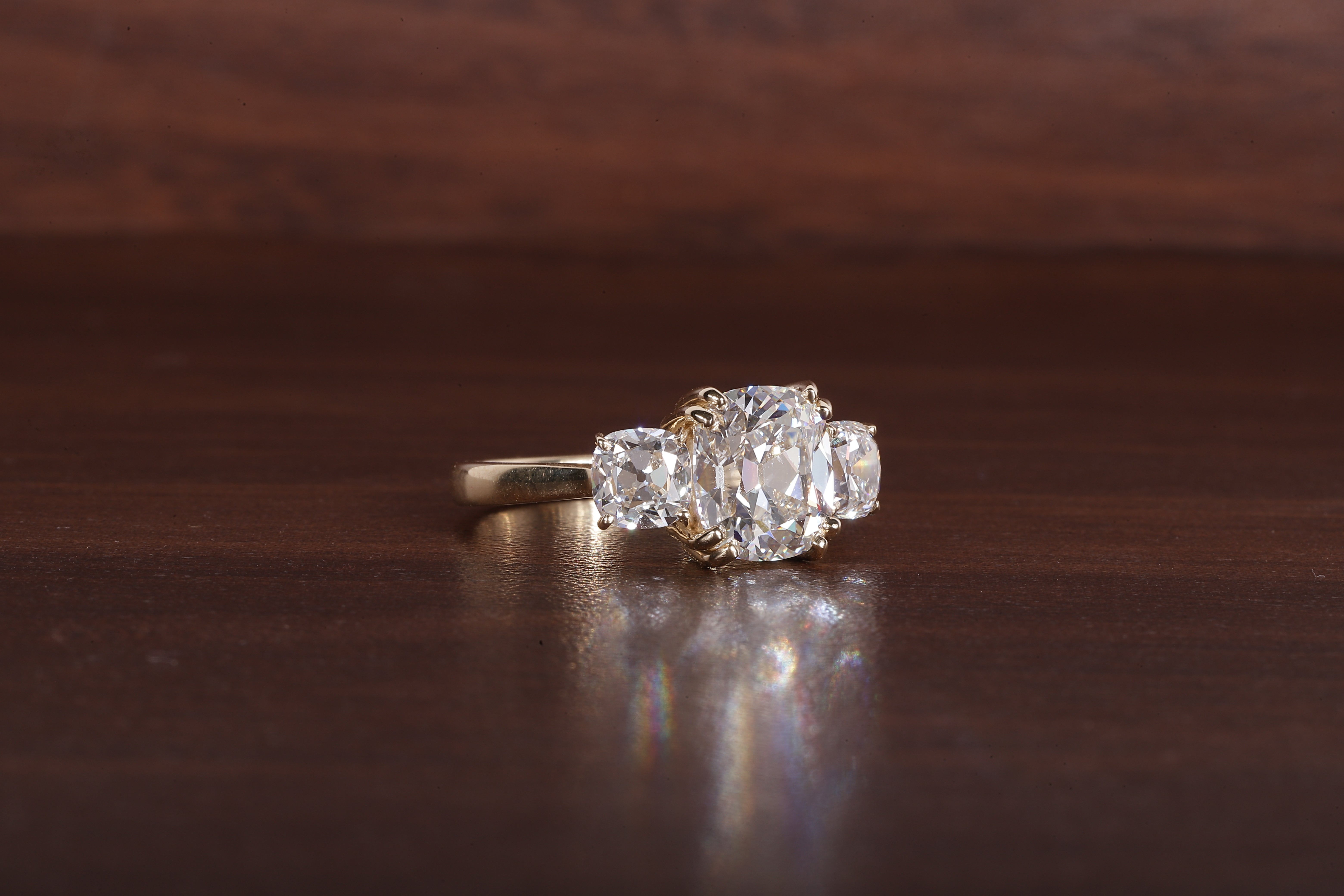 2.5 CT Old Mine Elongated Cushion Moissanite Engagement Ring With Side Square Old Mine cushion