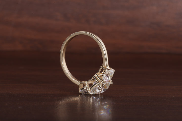 Three old mine cushion Lab Grown Diamond Ring, Double Prong Engagement Ring