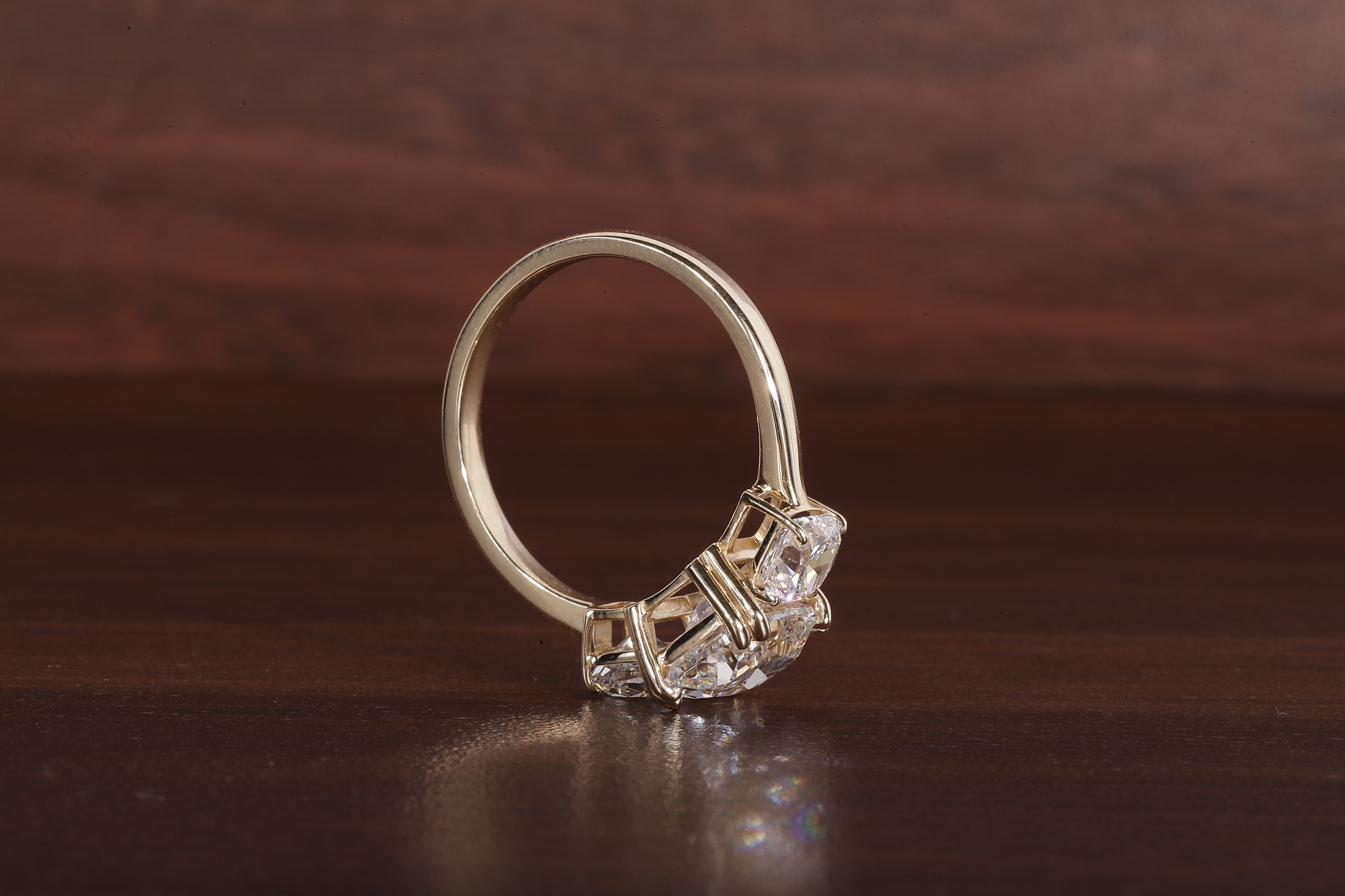 2.5 CT Old Mine Elongated Cushion Moissanite Engagement Ring With Side Square Old Mine cushion