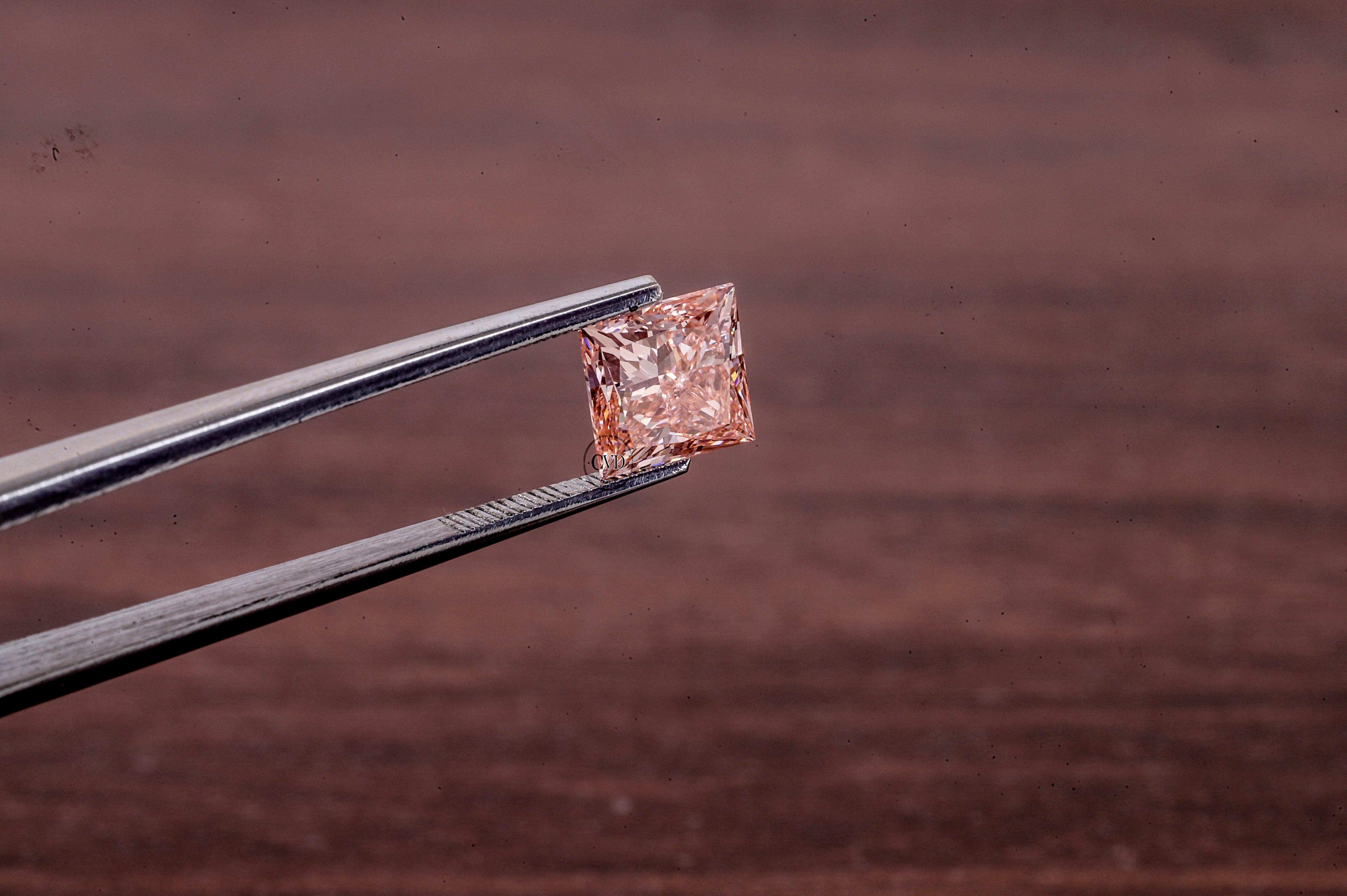 2 CT Princess Cut Pink Diamond, Pink Lab Grown Diamond, Princess Cut Loose Diamond for Engagement Ring