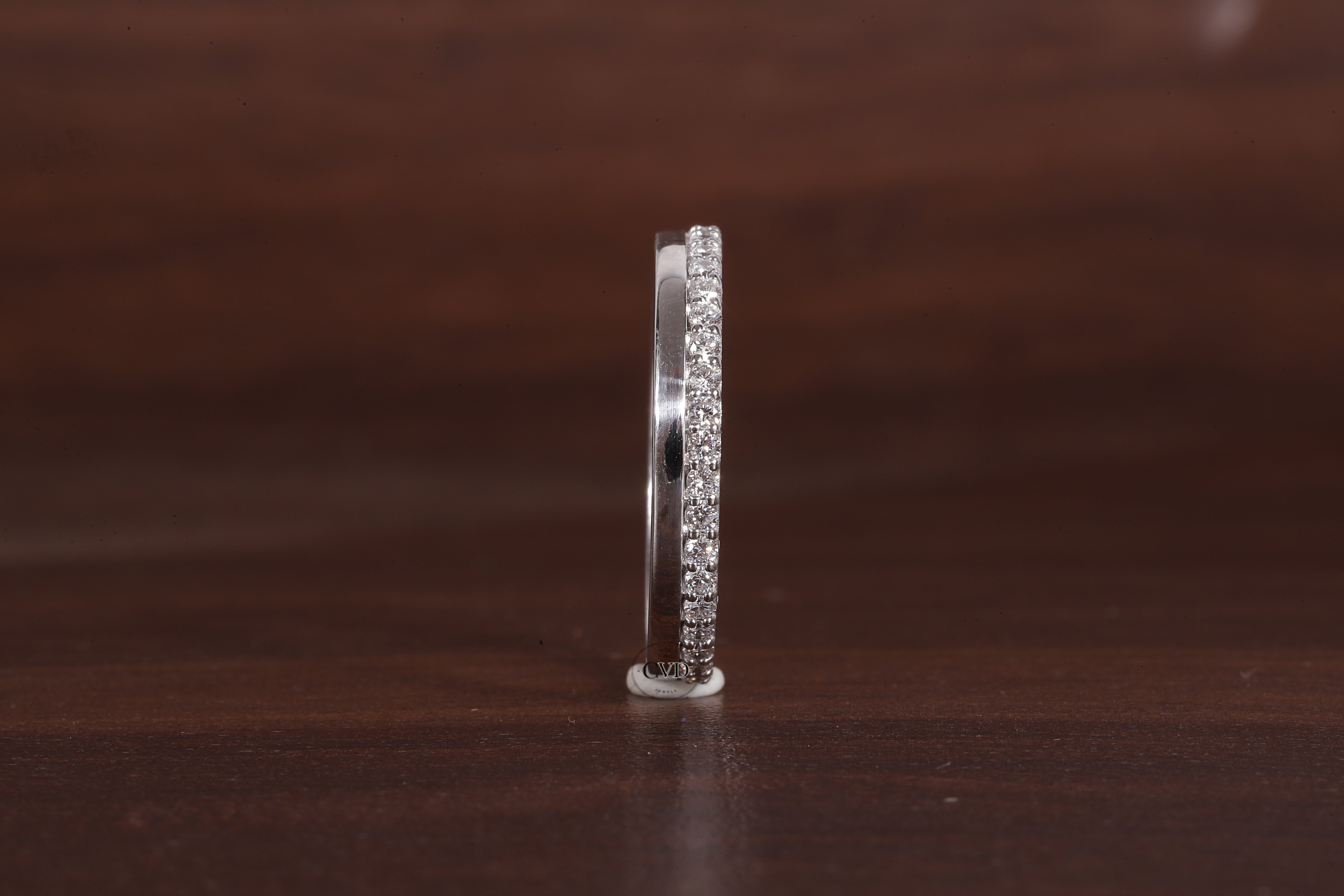 Delicate One Side Pave Diamond Wedding Band, Round Lab Grown Diamond