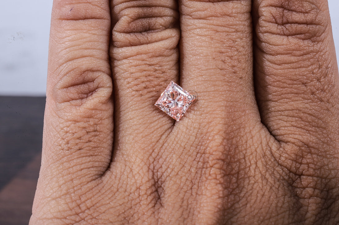 2 CT Princess Cut Pink Diamond, Pink Lab Grown Diamond, Princess Cut Loose Diamond for Engagement Ring