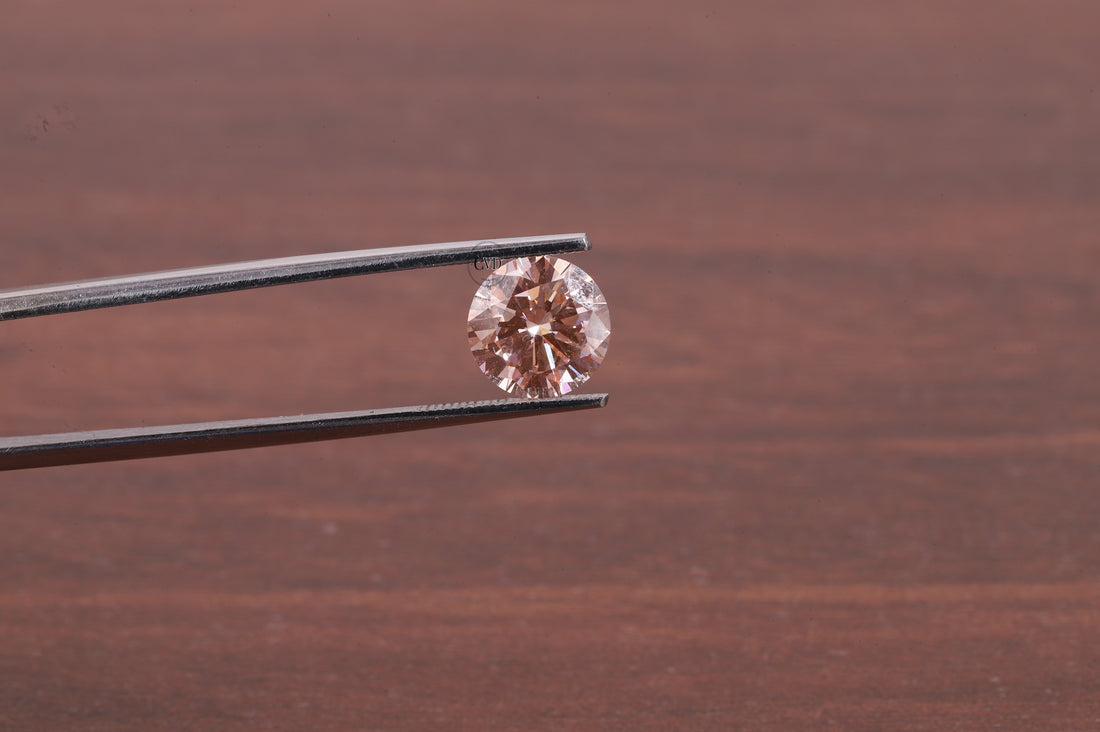 Pink Diamond 1.0ct Fancy Vivid Pink Lab-Created Diamond - Round Cut Stone for Bridal Sets