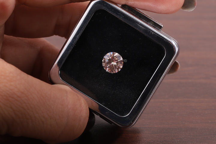 Pink Diamond 1.0ct Fancy Vivid Pink Lab-Created Diamond - Round Cut Stone for Bridal Sets