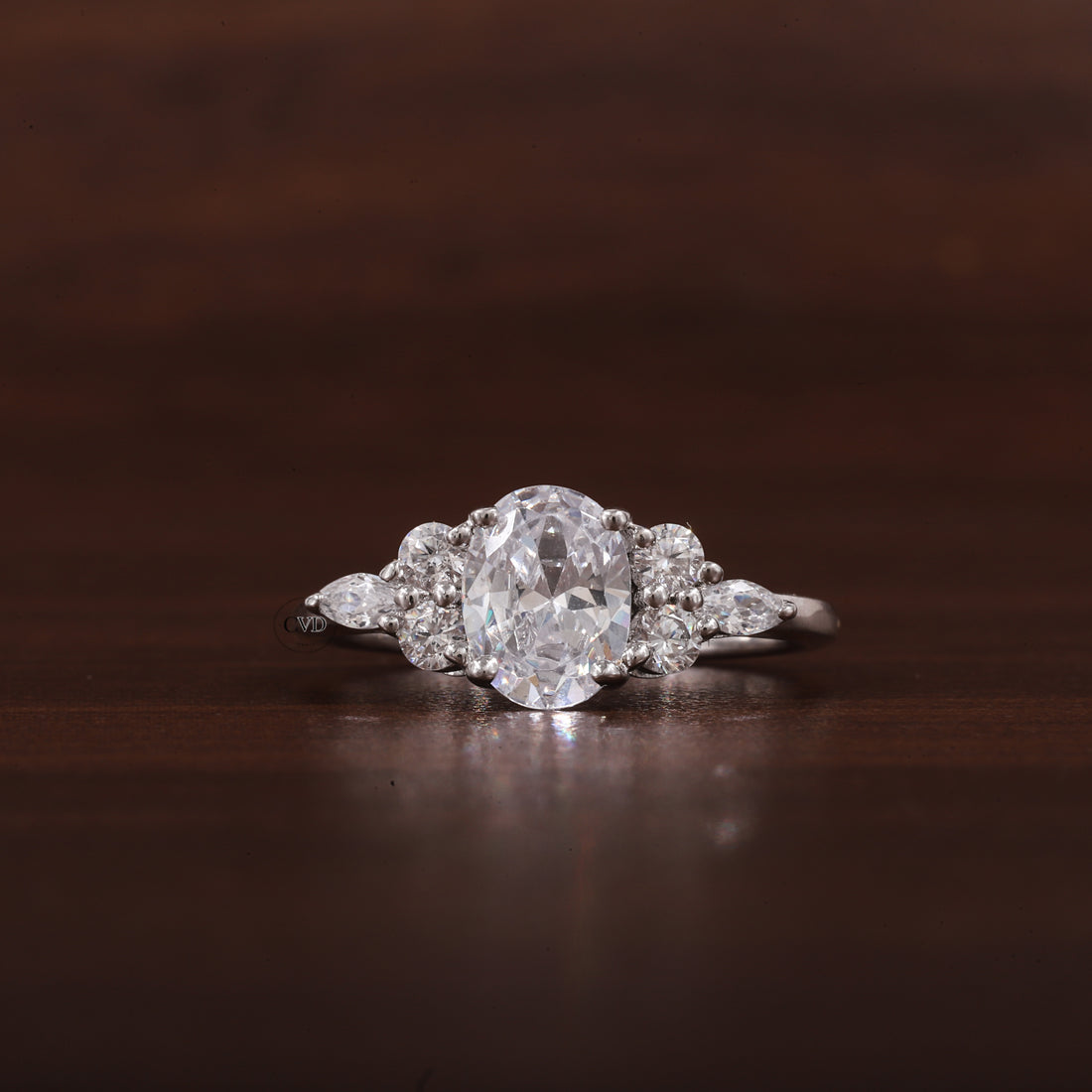 Oval Moissanite Bridal Ring, 1.25CT Moissanite Engagement Ring