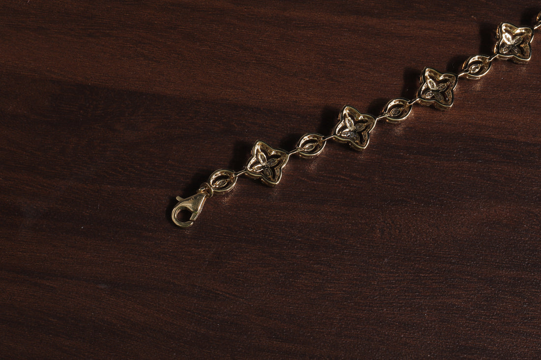 Marquise Round Lab Grown Diamond Bracelet, Flower shape