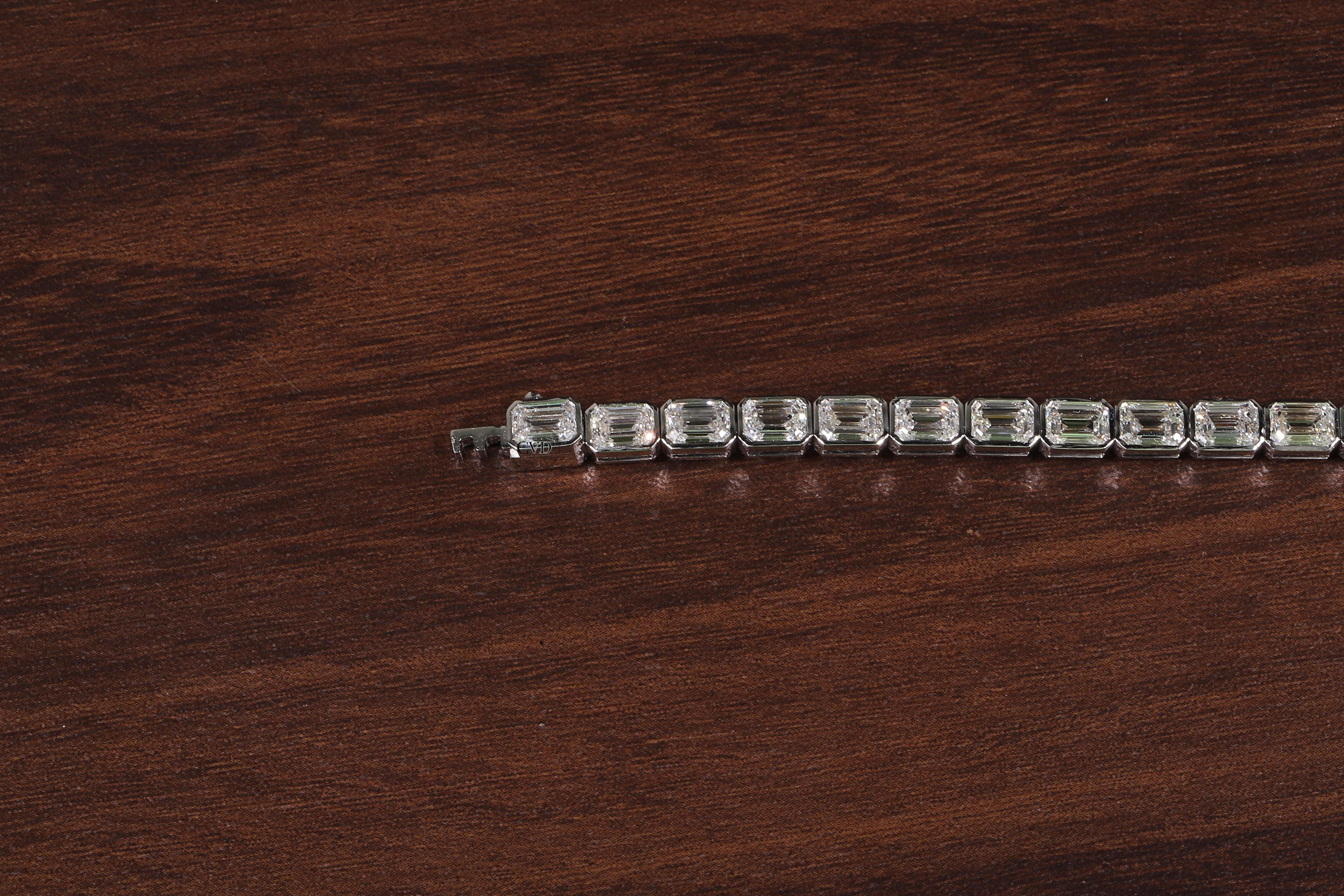 Emerald Diamond Bracelet, Emerald Lab Grown Diamond Bezel Set