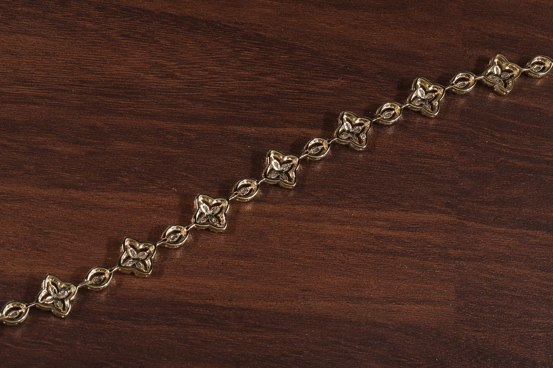 Marquise Round Lab Grown Diamond Bracelet, Flower shape