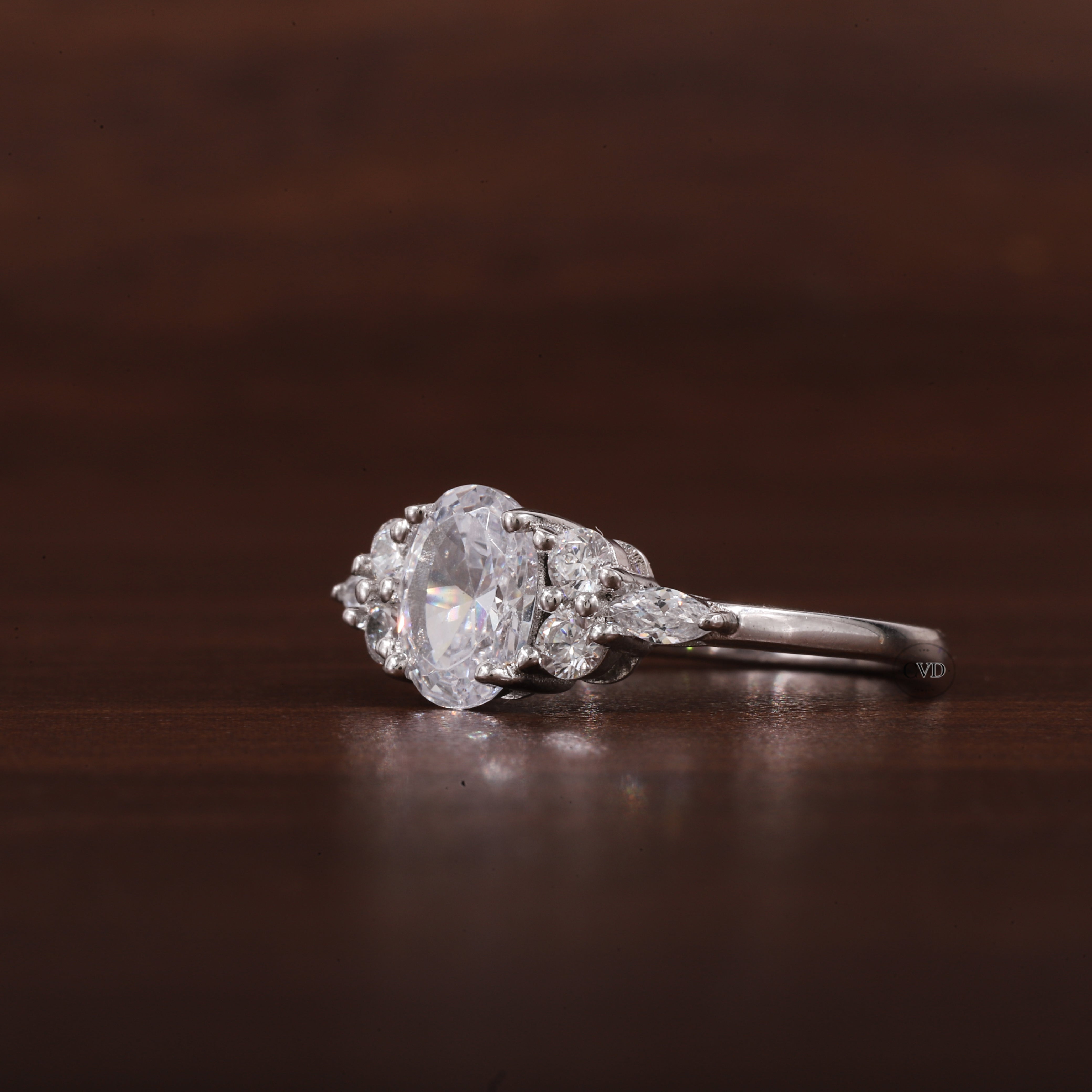 Oval Moissanite Bridal Ring, 1.25CT Moissanite Engagement Ring
