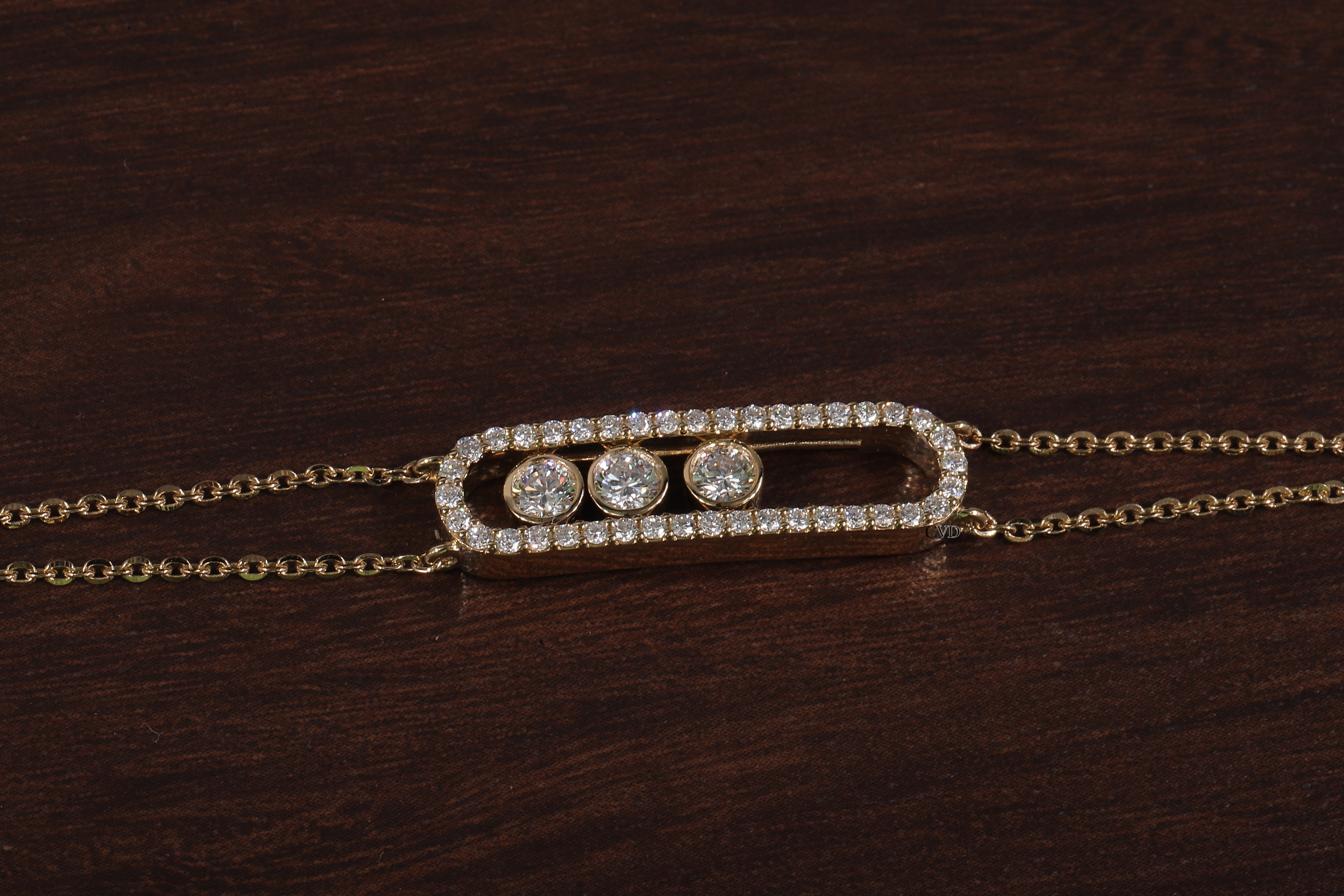 Round Lab Grown Diamond Women's Bracelet, Round Pave Movable Diamond Bracelet,