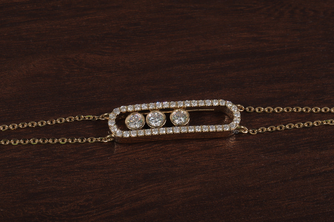Round Lab Grown Diamond Women's Bracelet, Round Pave Movable Diamond Bracelet,