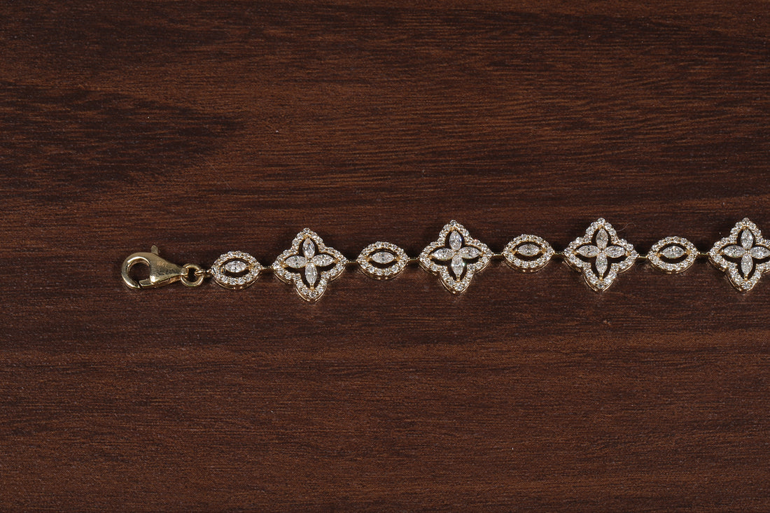 Marquise Round Lab Grown Diamond Bracelet, Flower shape