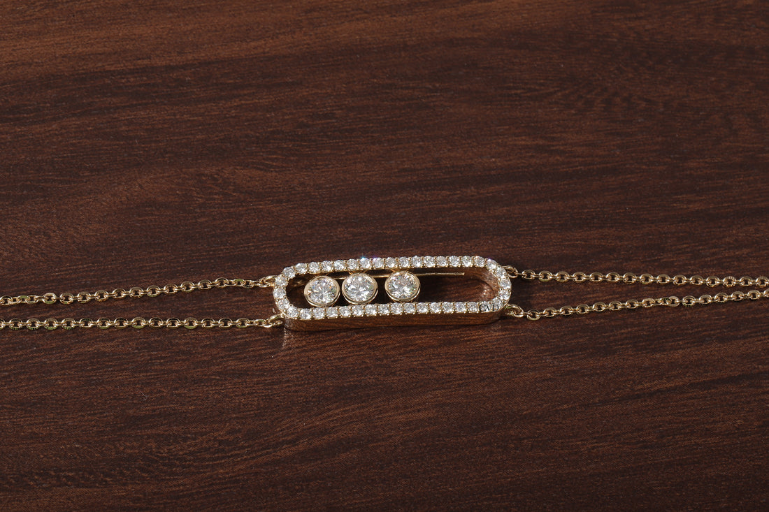 Round Lab Grown Diamond Women's Bracelet, Round Pave Movable Diamond Bracelet,