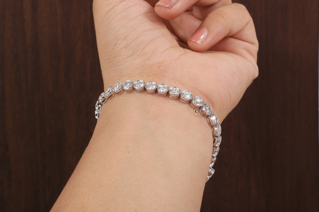 Round Cut Bezel Setting Lab Grown Diamond Bracelet