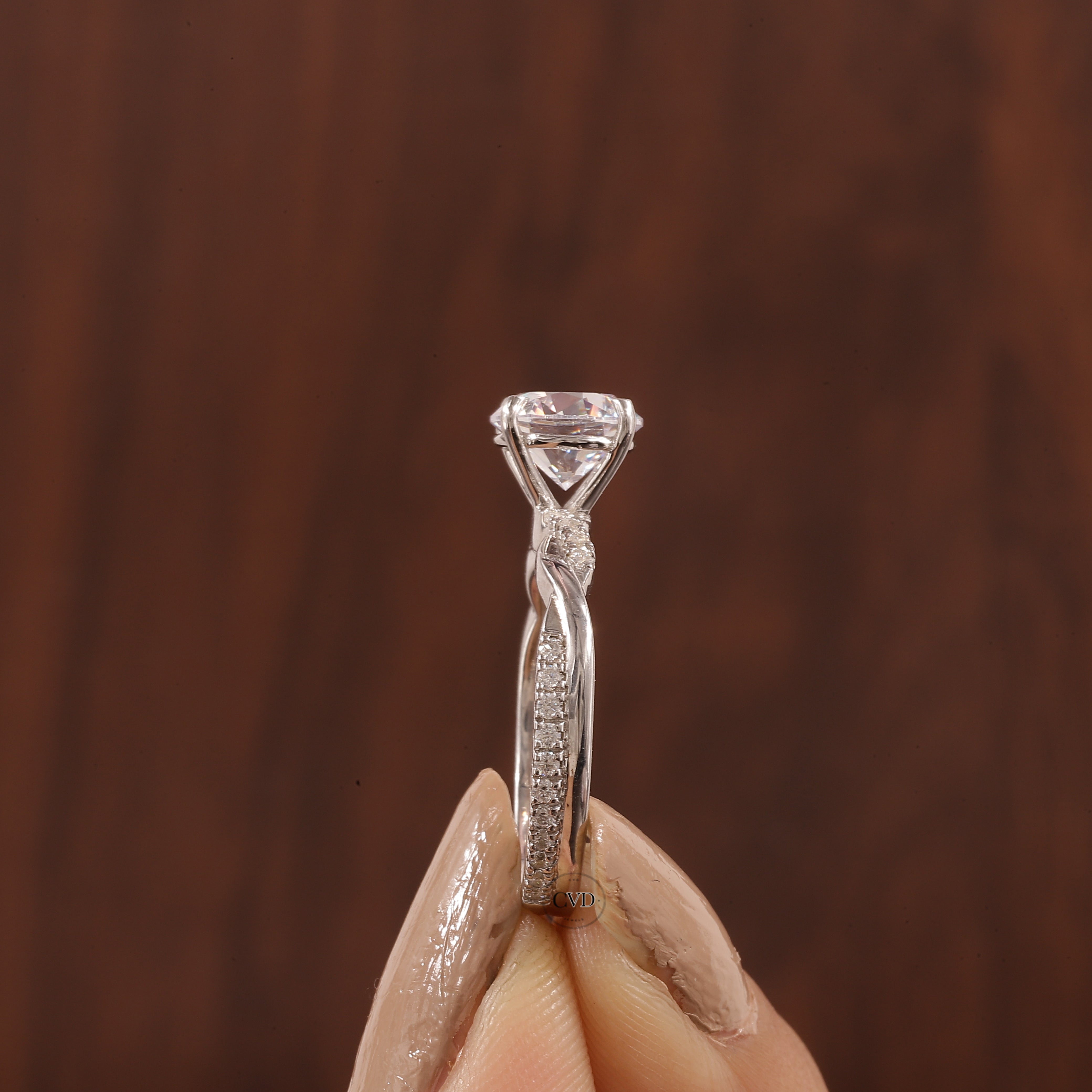 1.5 Carat Lab Grown Diamond, Twisted Engagement Ring, Vain Engagement Ring
