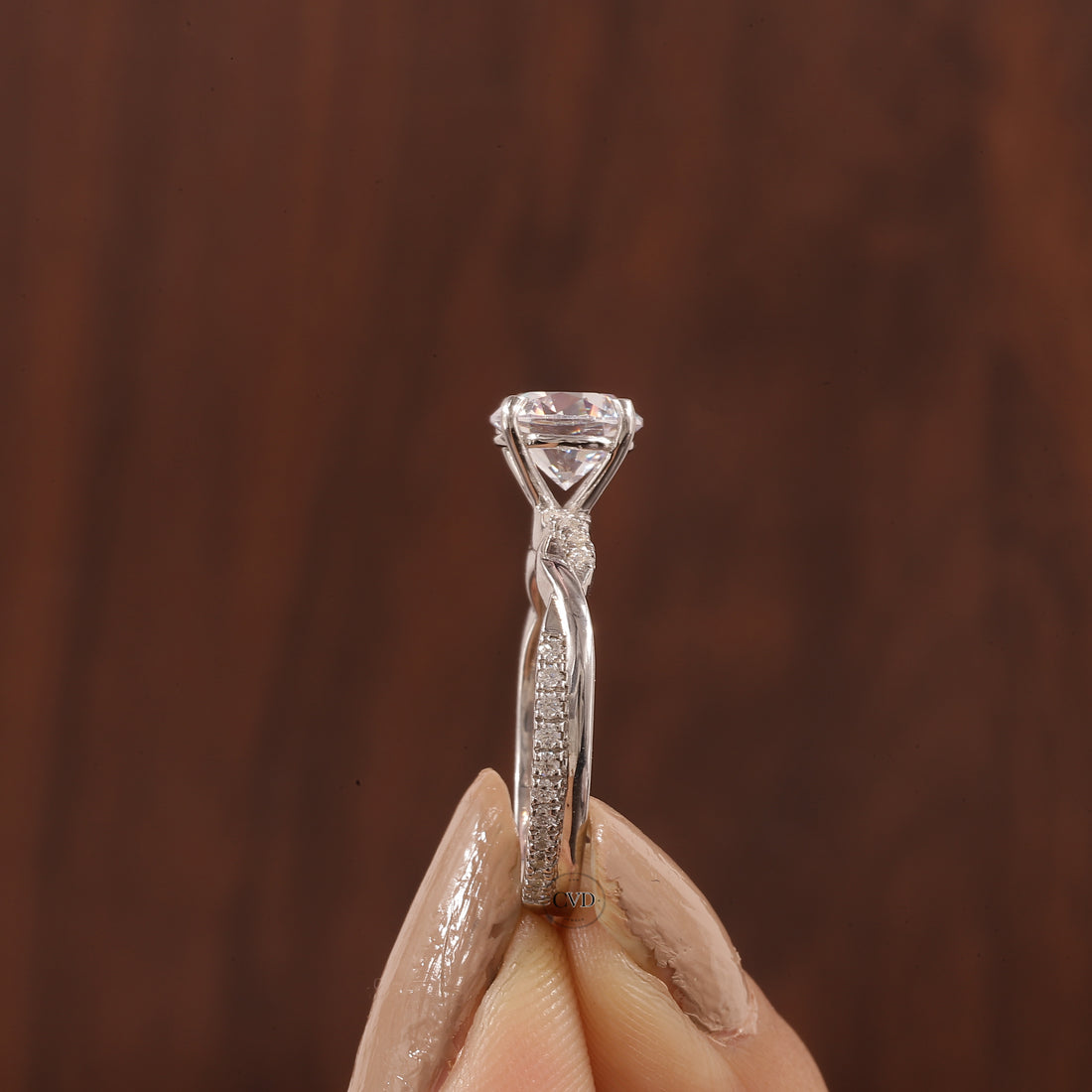 1.5 Carat Lab Grown Diamond, Twisted Engagement Ring, Vain Engagement Ring