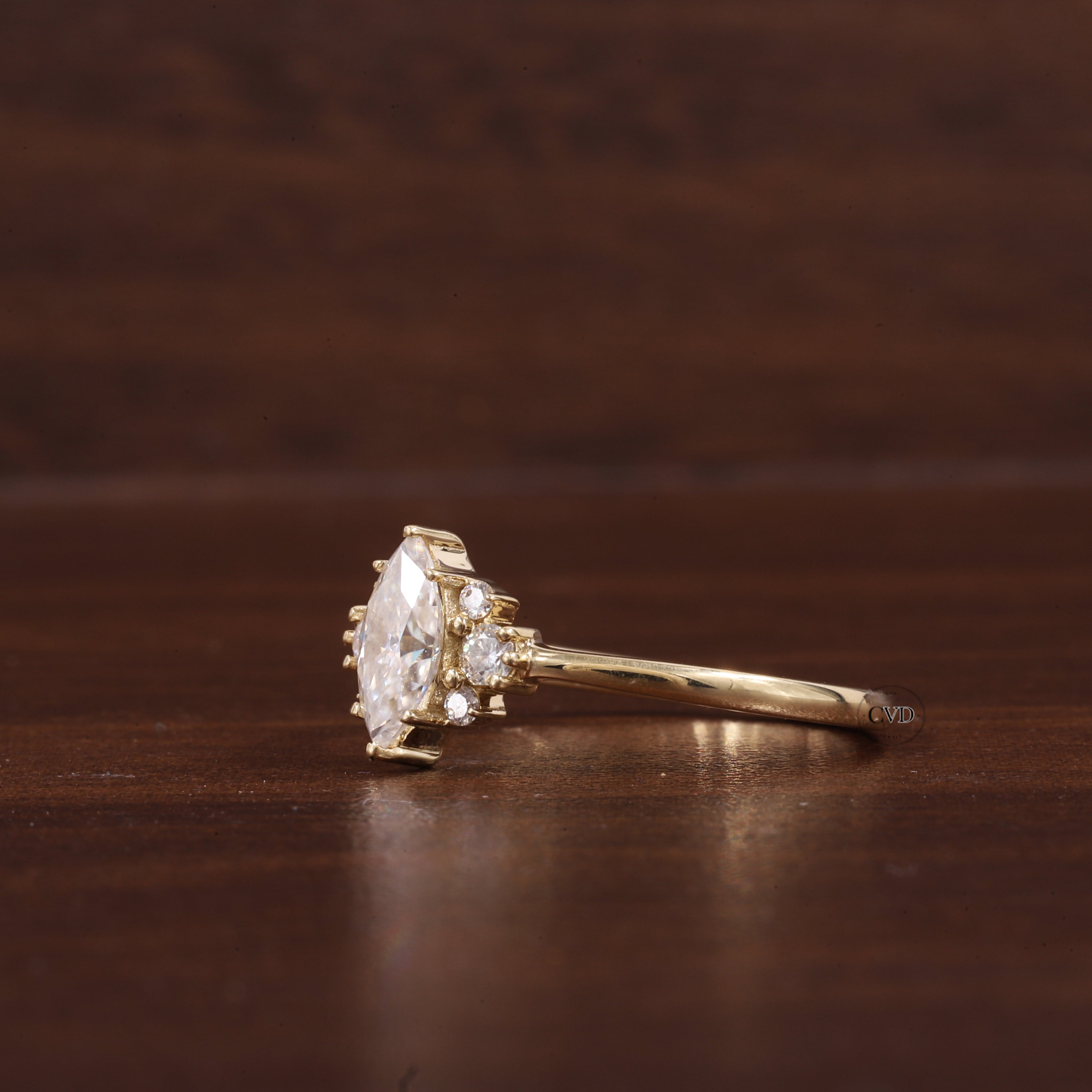 0.5CT Lab Grown Diamond Ring, Marquise Cluster Wedding
