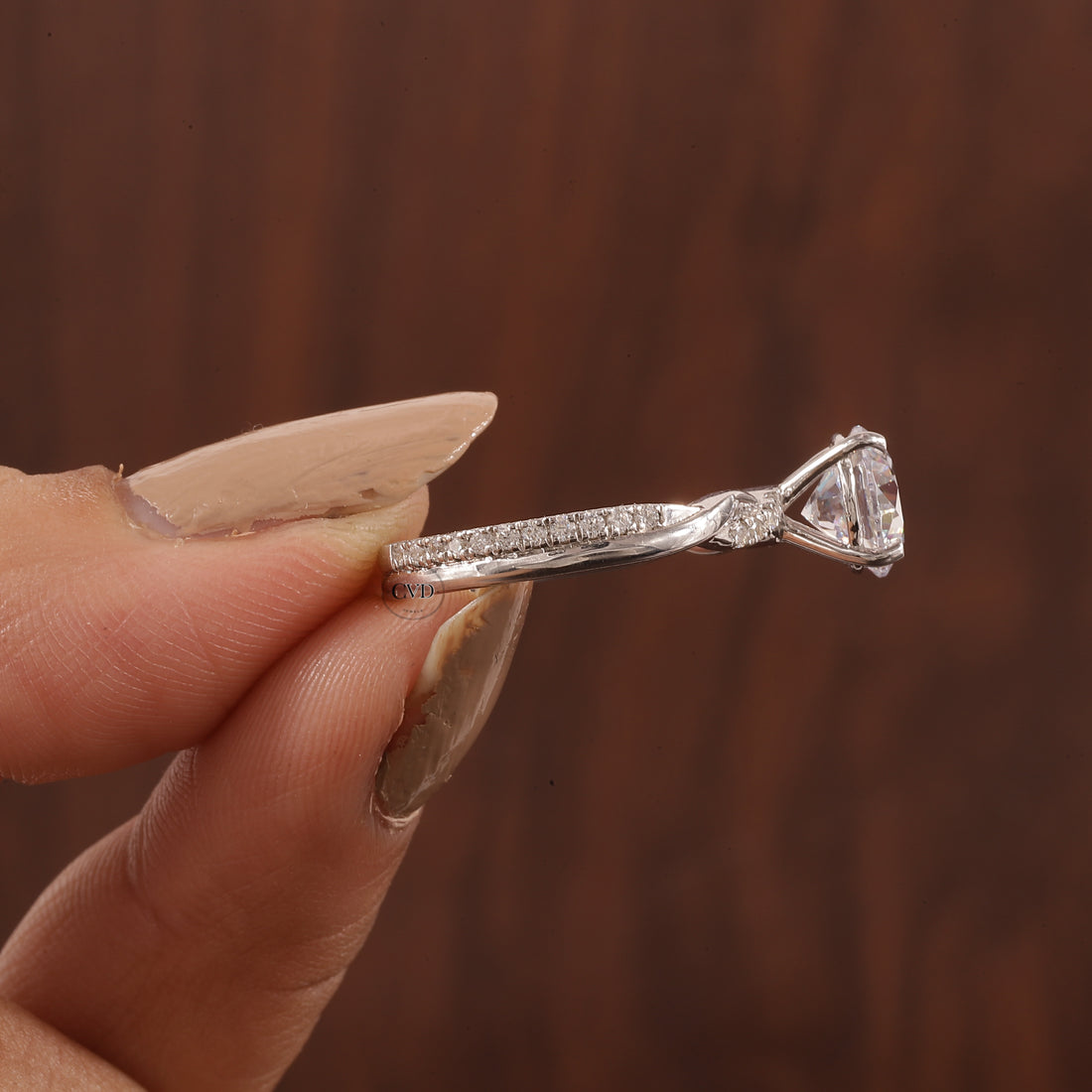 1.5 Carat Lab Grown Diamond, Twisted Engagement Ring, Vain Engagement Ring