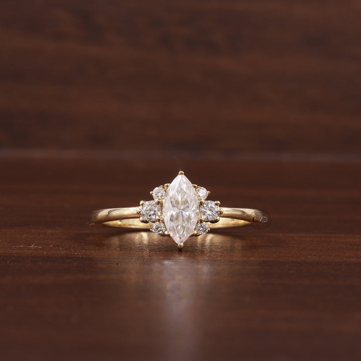 0.5CT Lab Grown Diamond Ring, Marquise Cluster Wedding