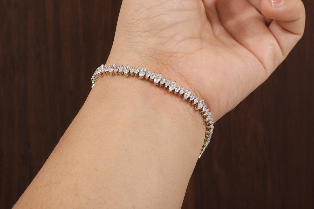 Marquise Diamond Tennis Bracelet, Marquise lab Grown diamond