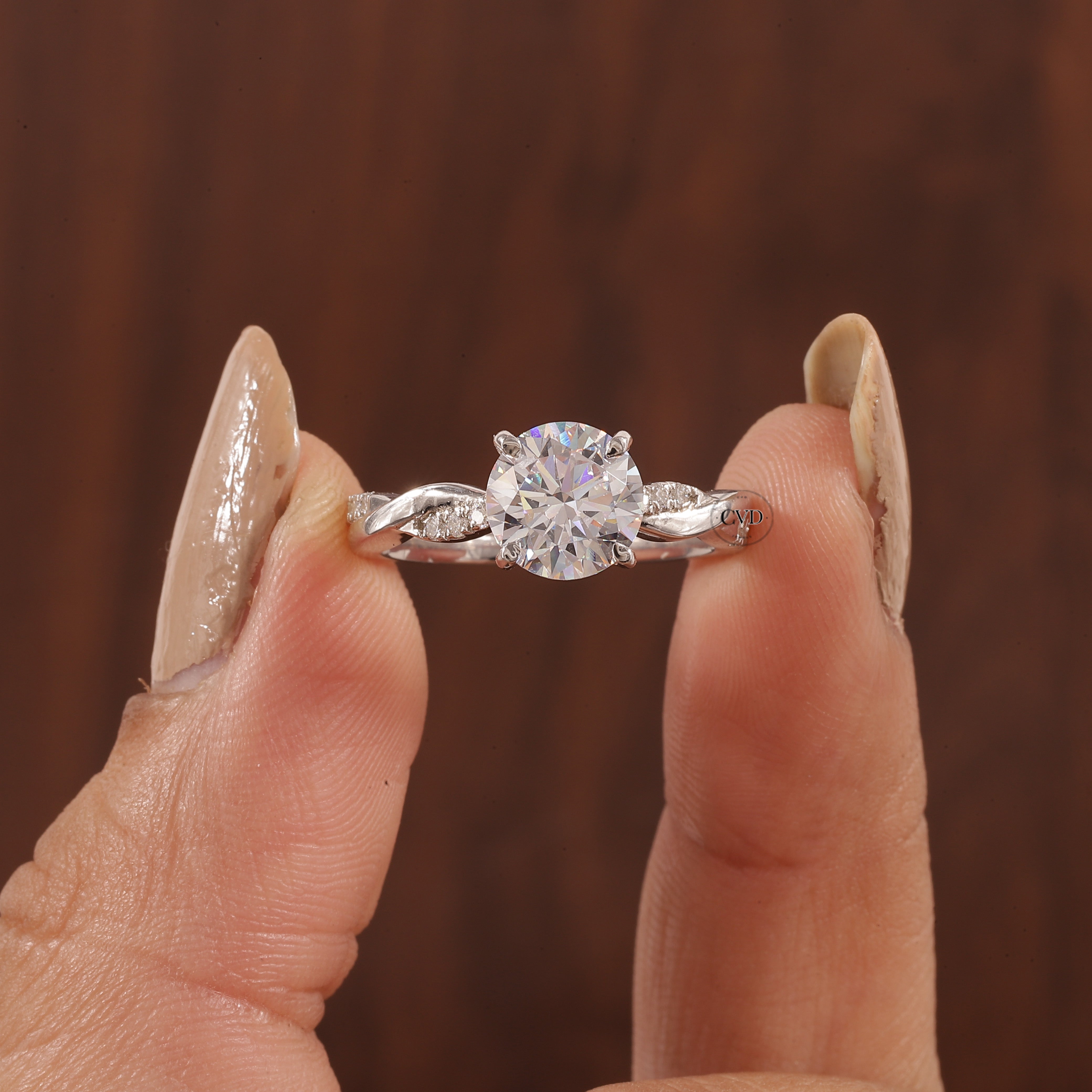 1.5 Carat Lab Grown Diamond, Twisted Engagement Ring, Vain Engagement Ring