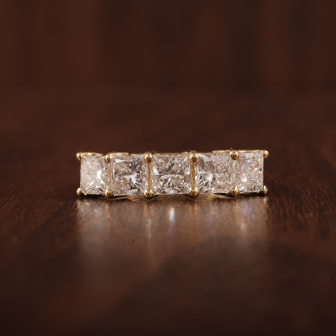 5 Stone Princess Cut Anniversary Band  with 1.95 CT Princess Cut Lab grown Diamond