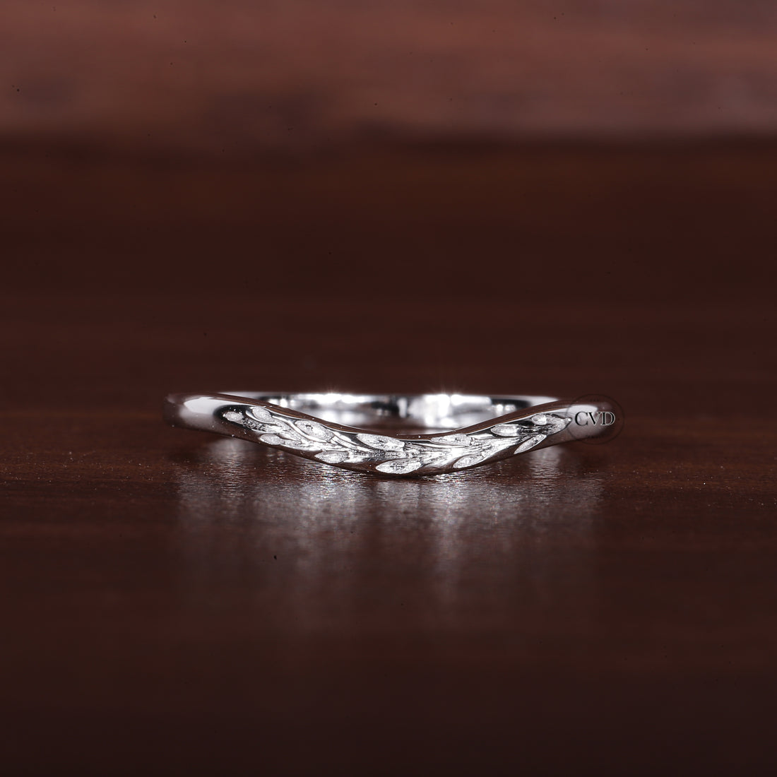 Antique Wedding curved band yellow gold ring|bridal Promise Leaf ring