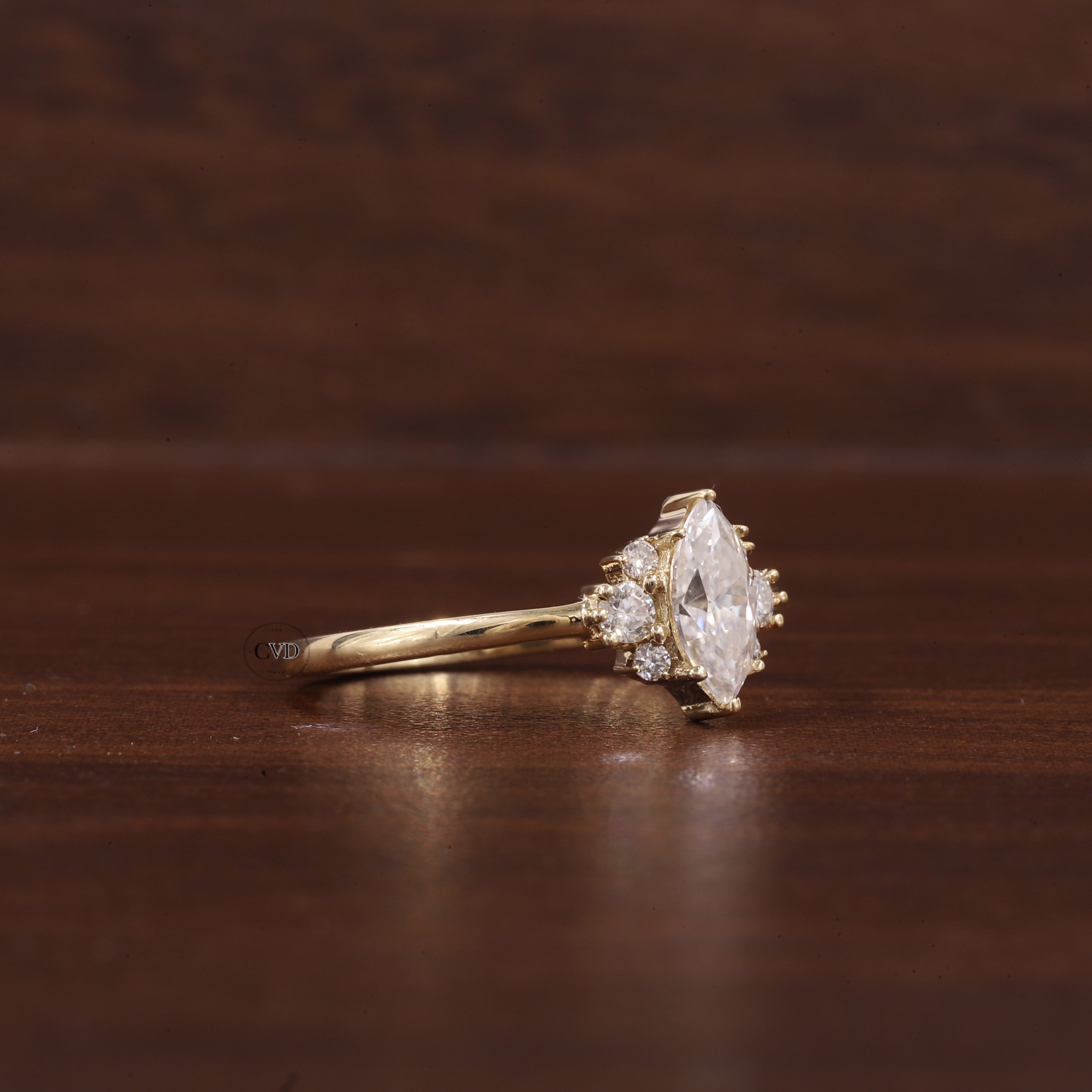 0.5CT Lab Grown Diamond Ring, Marquise Cluster Wedding