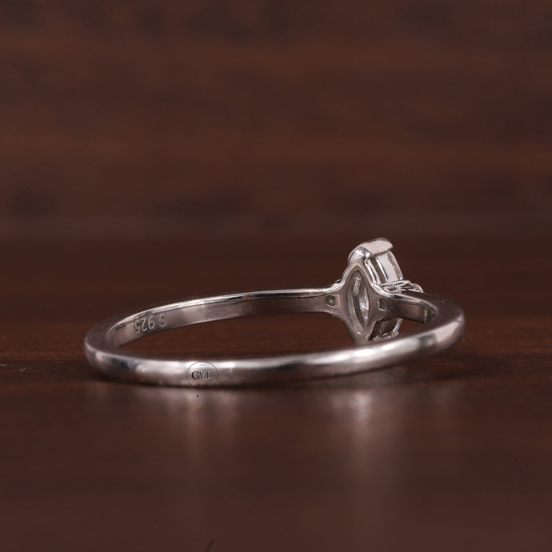 Three Stone Lab Grown Diamond Engagement Ring,Marquise & Round
