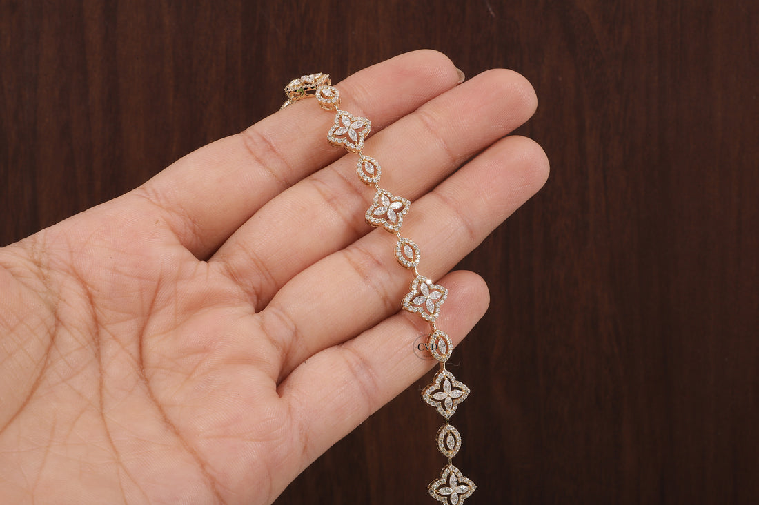 Marquise Round Lab Grown Diamond Bracelet, Flower shape