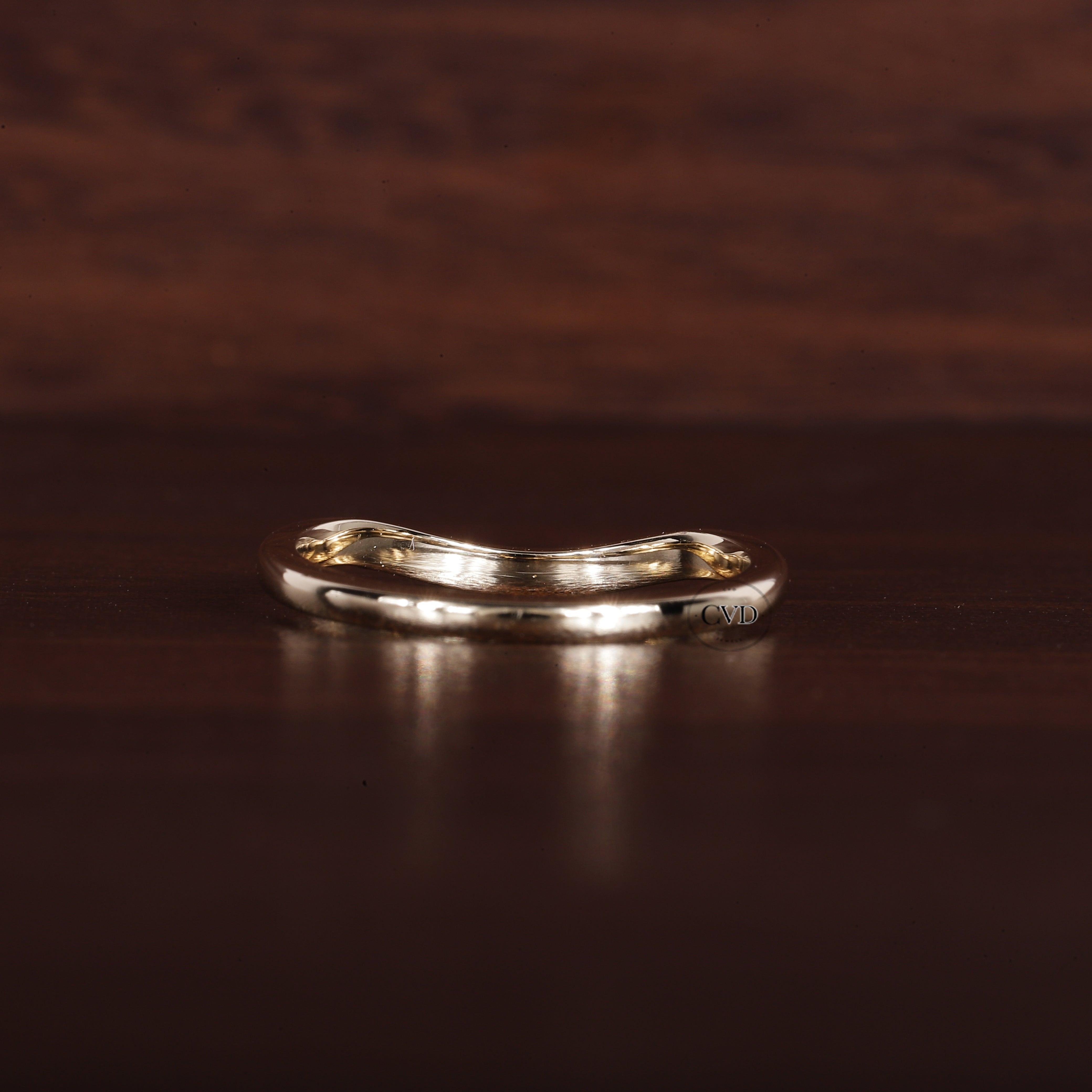 Antique Wedding curved band yellow gold ring|bridal Promise Leaf ring