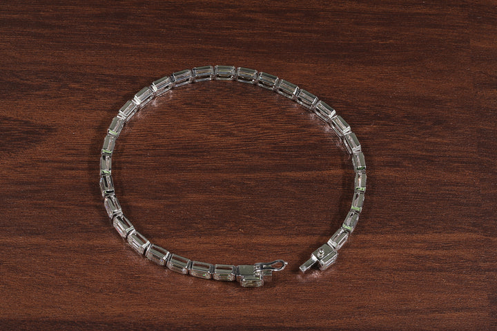 Emerald Diamond Bracelet, Emerald Lab Grown Diamond Bezel Set