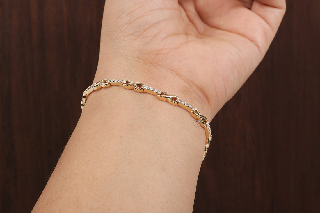 Round Diamond infinity Bracelet, Round Lab Grown Diamond