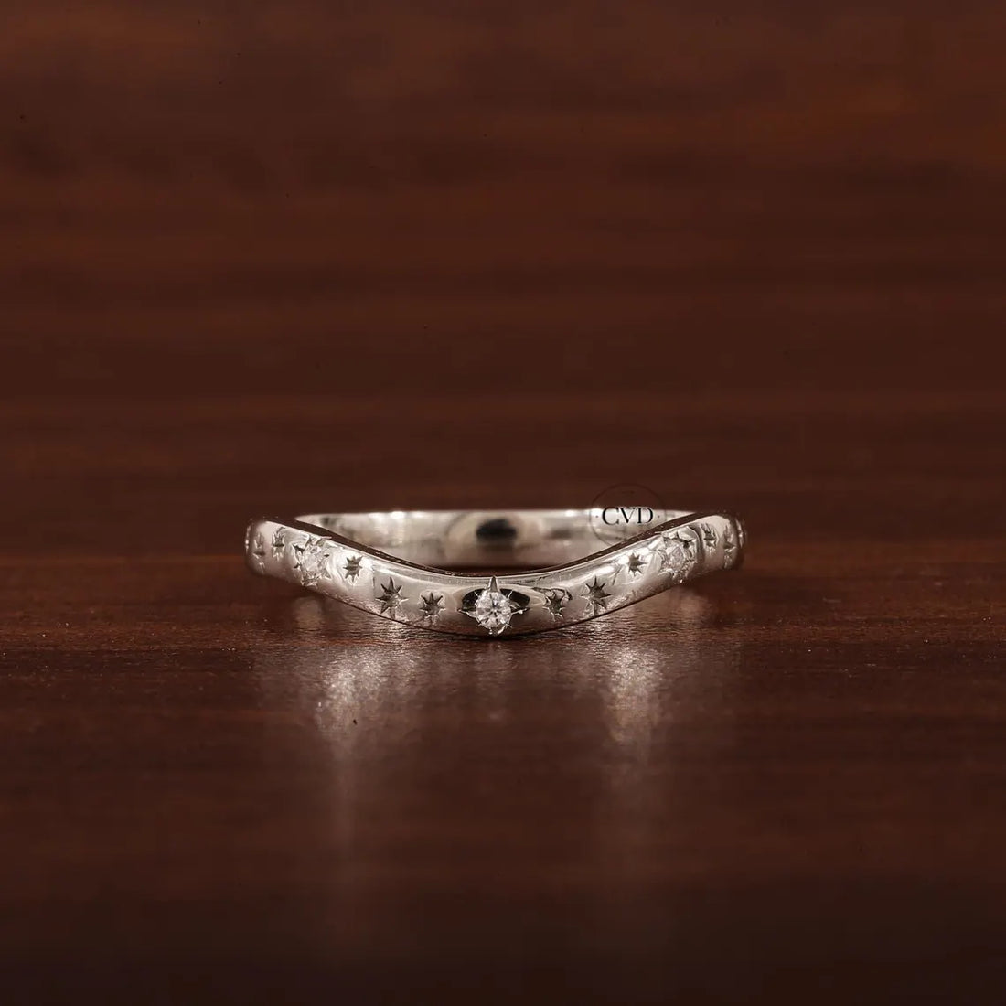 Starburst curve Wedding Band Ring, 14k Solid Gold Dainty Star