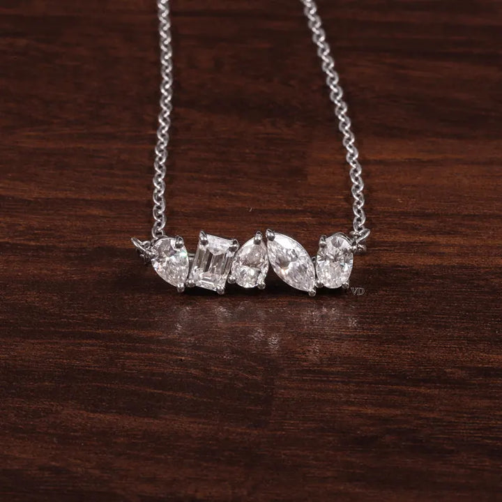 Multi Shape Moissanite Necklace, Pear Marquise Oval Emerald Cut Pendant,