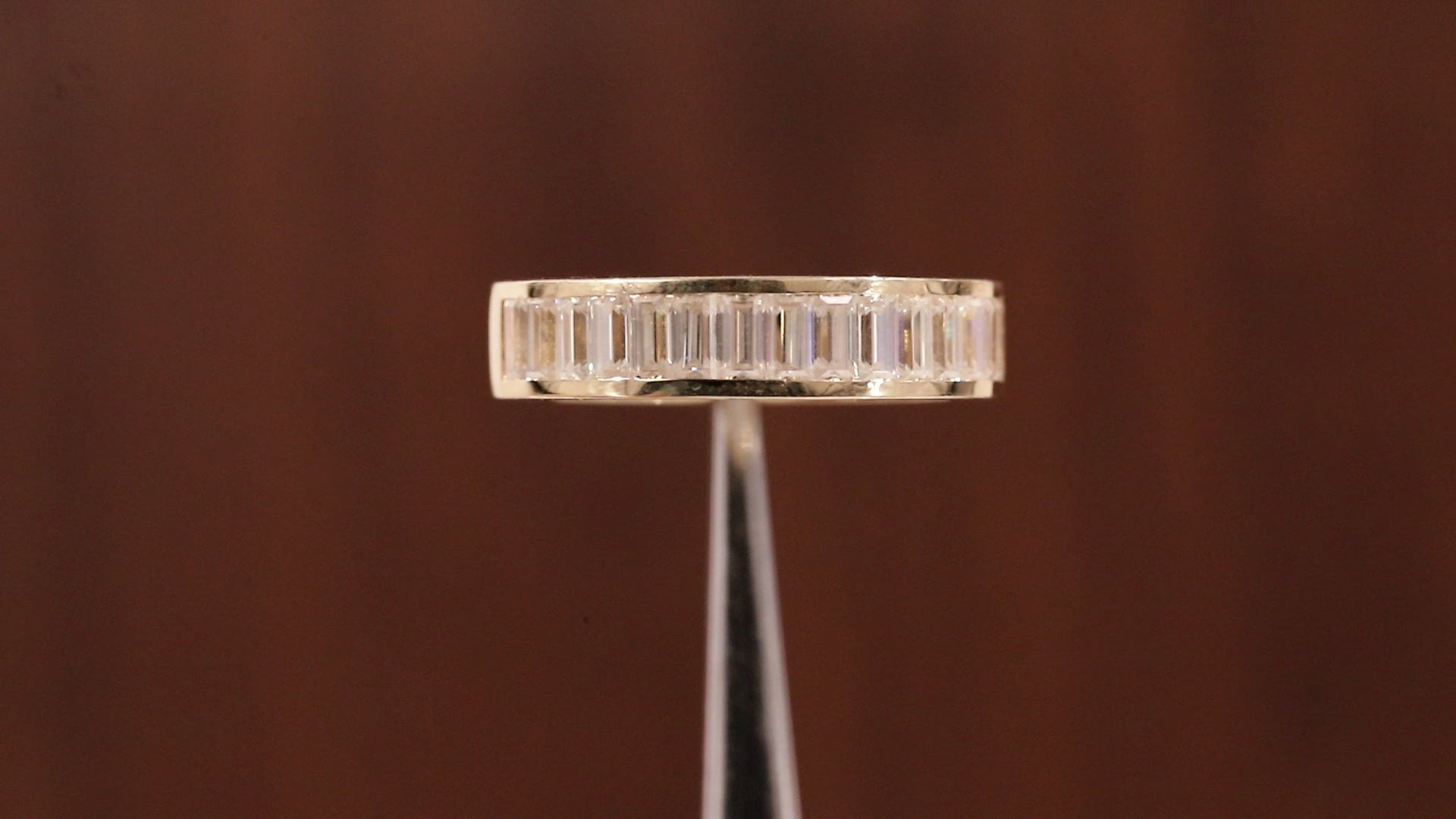 14k Gold Half Eternity Baguette Cut Lab Grown Diamond Wedding Band|EF/VVS Baguette Diamond Band