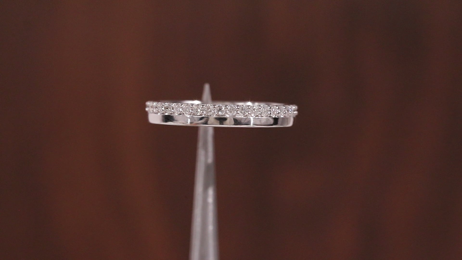 Delicate One Side Pave Diamond Wedding Band, Round Lab Grown Diamond