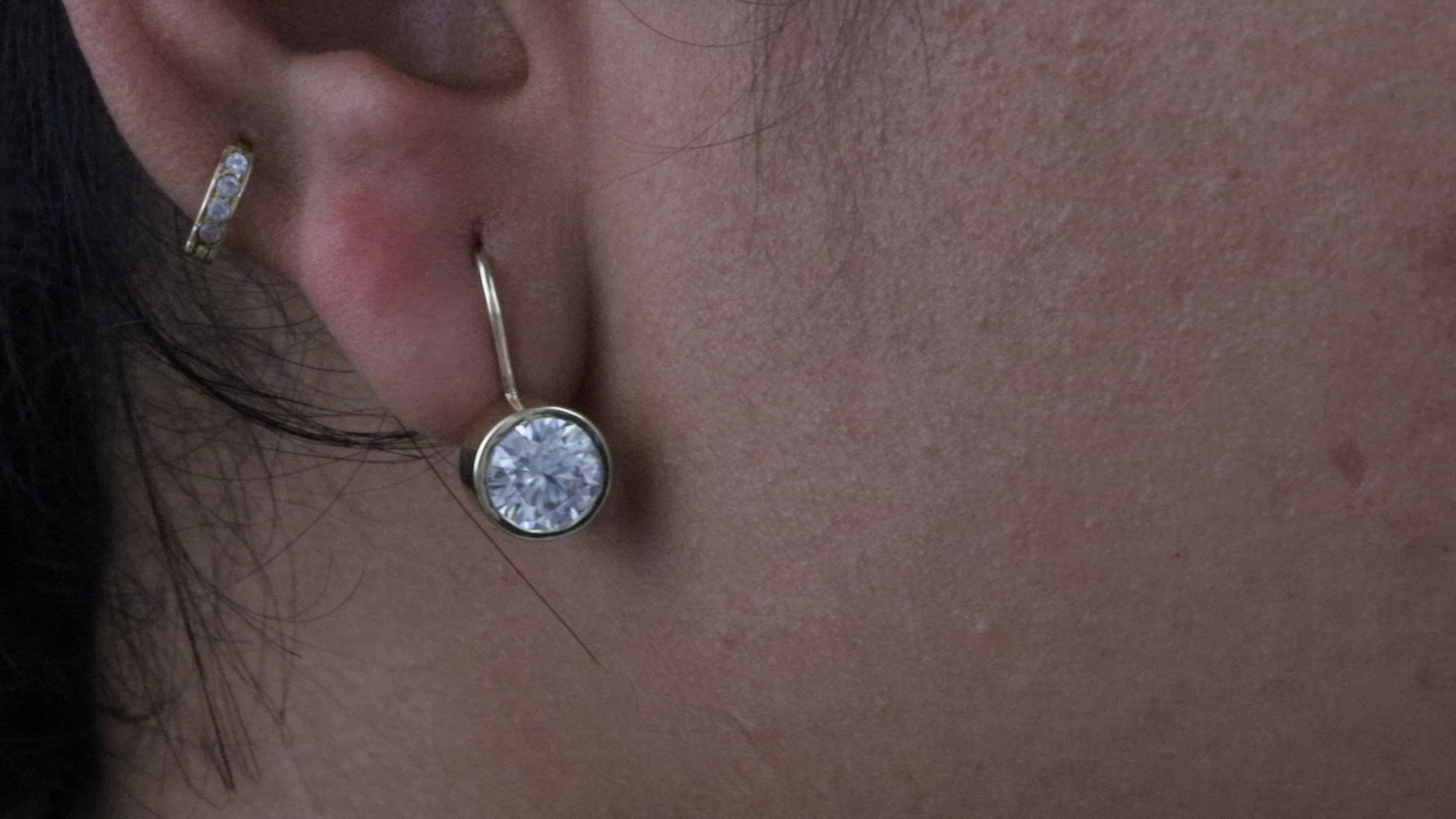 1.5CT Round Moissanite Bezel Set Dangling Earrings