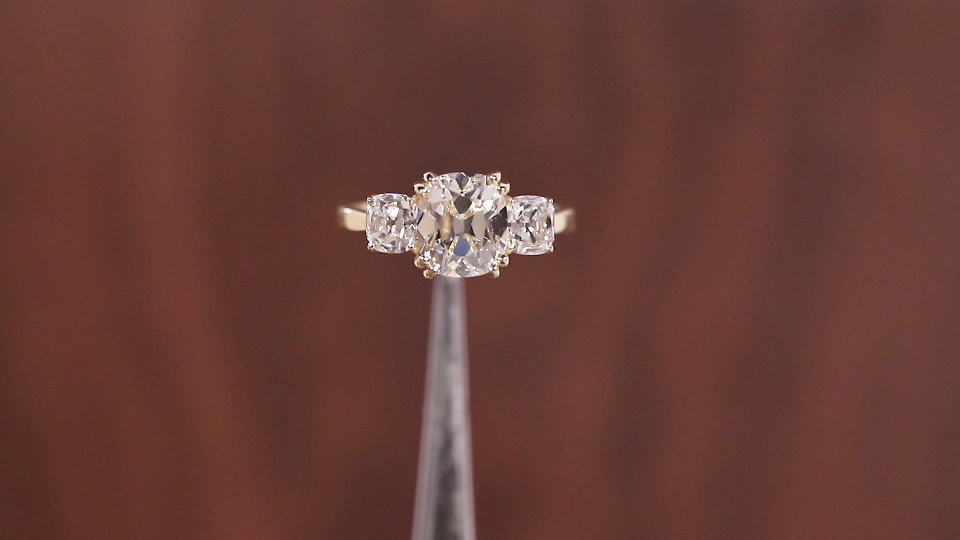 2.5 CT Old Mine Elongated Cushion Moissanite Engagement Ring With Side Square Old Mine cushion