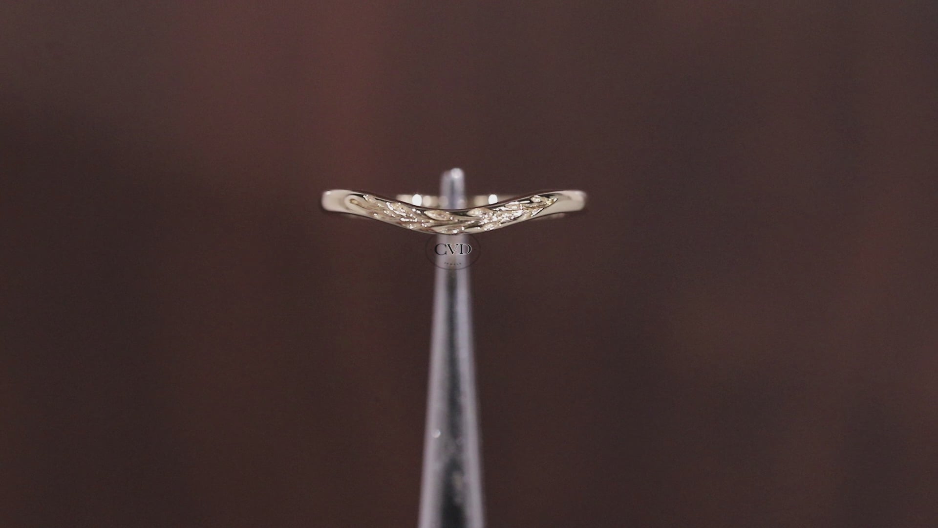 Antique Wedding curved band yellow gold ring|bridal Promise Leaf ring