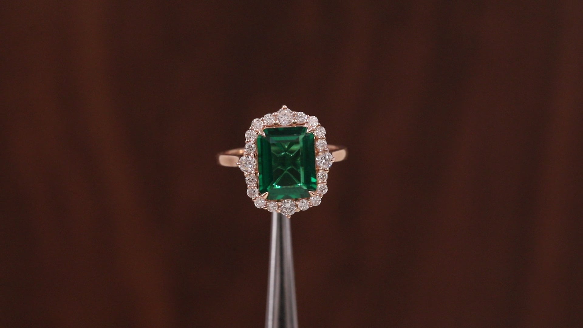 4 Carat Emerald Cut Green CZ Ring with Moissanite Halo