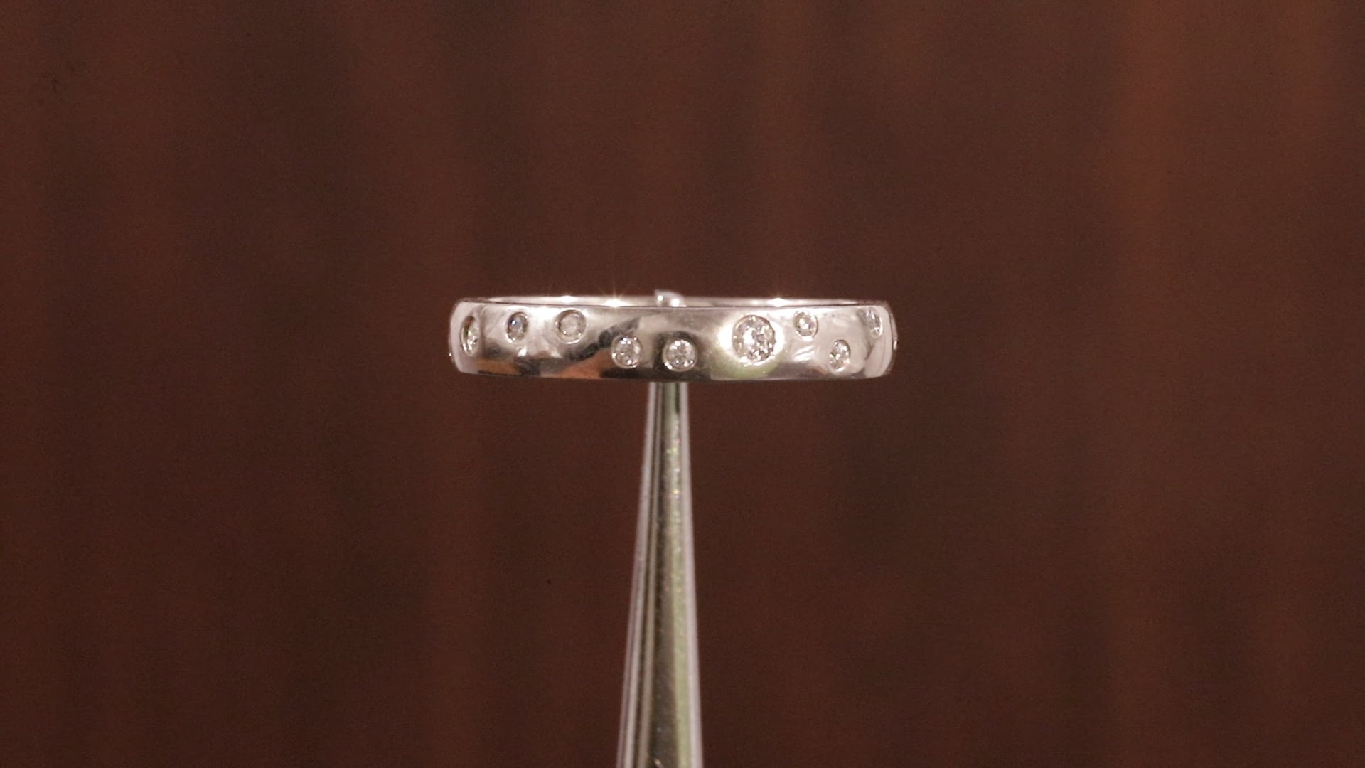 Round Lab Grown Diamond Wedding Band, 14k Gold Flush Round Diamond Stacking Ring