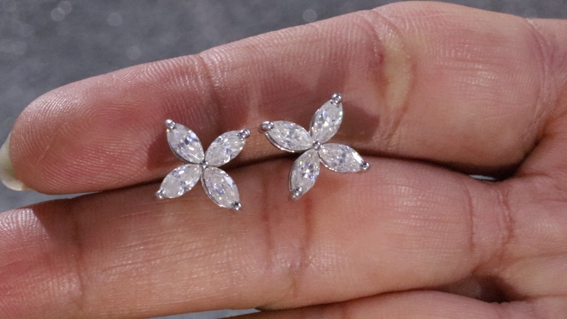 Marquise Stud Earrings /Minimalist Flower Earrings