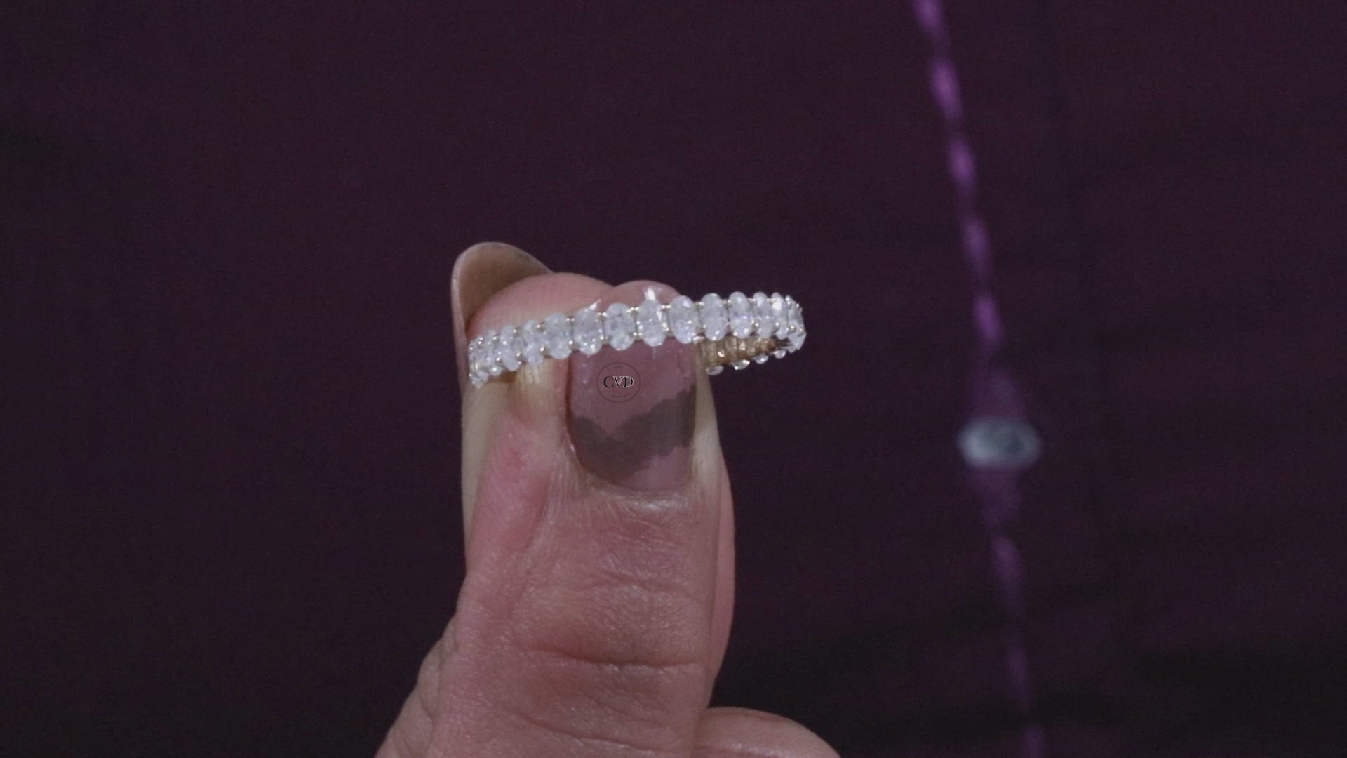 Oval Cut Moissanite Half Eternity Band
